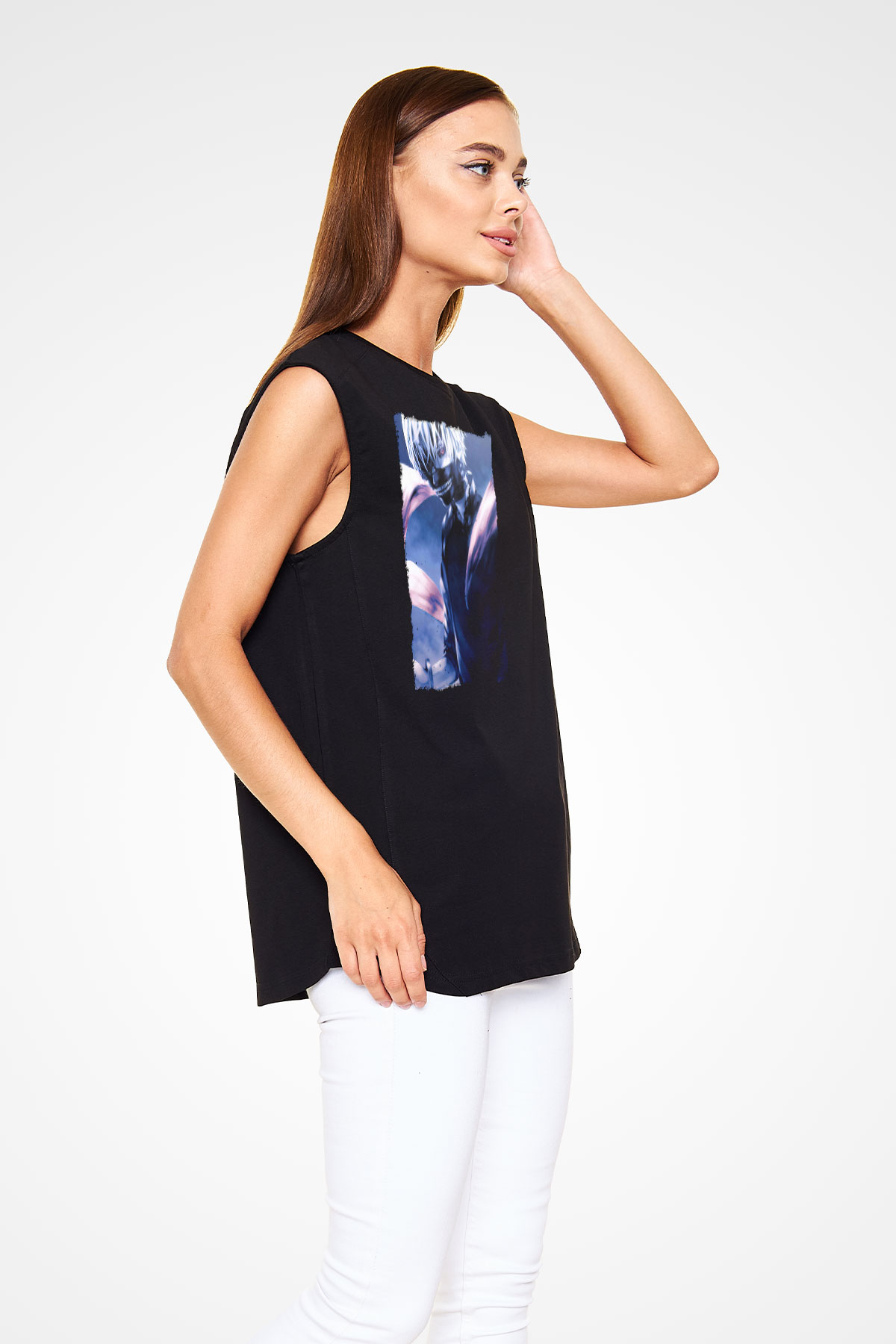 Bleach Baskılı Unisex Siyah Kolsuz Tişört - Tshirt