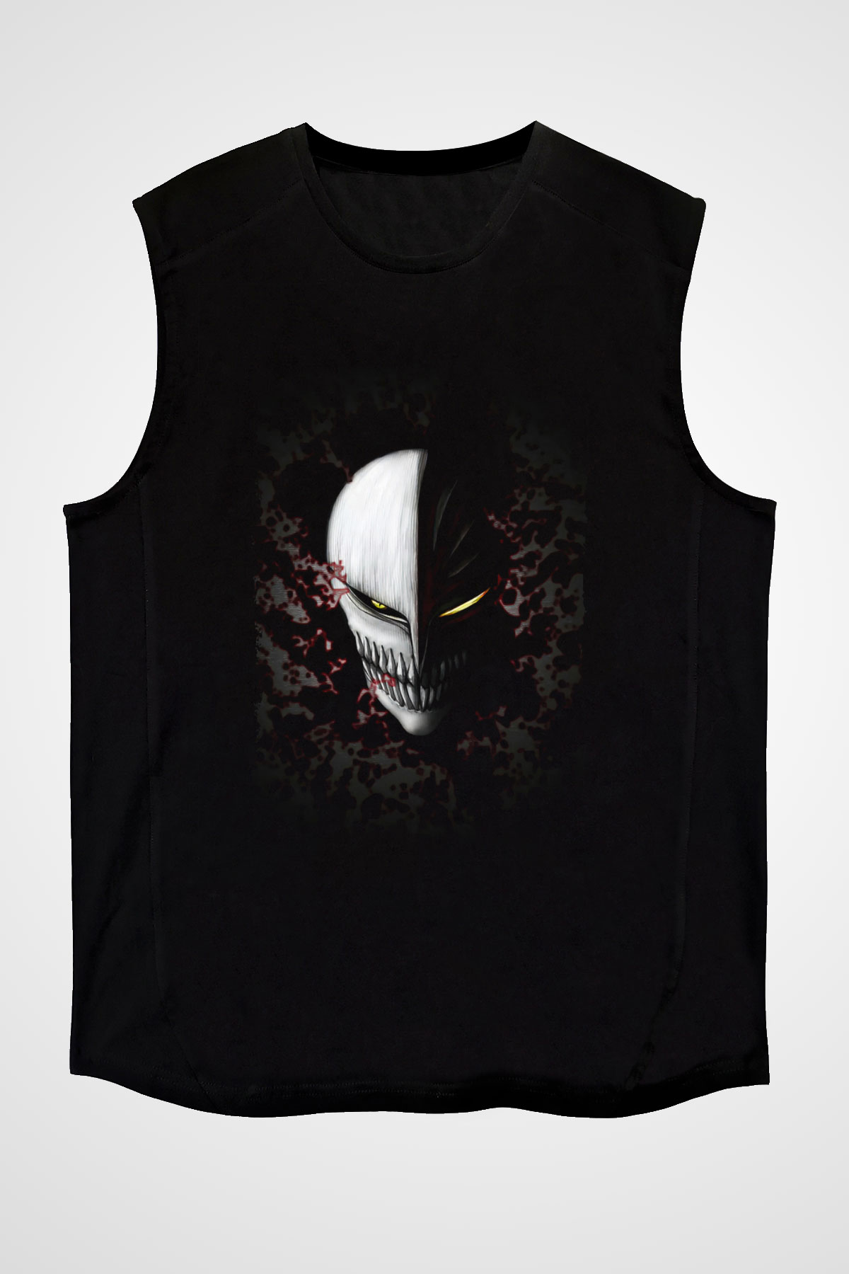 Bleach Baskılı Unisex Siyah Kolsuz Tişört - Tshirt