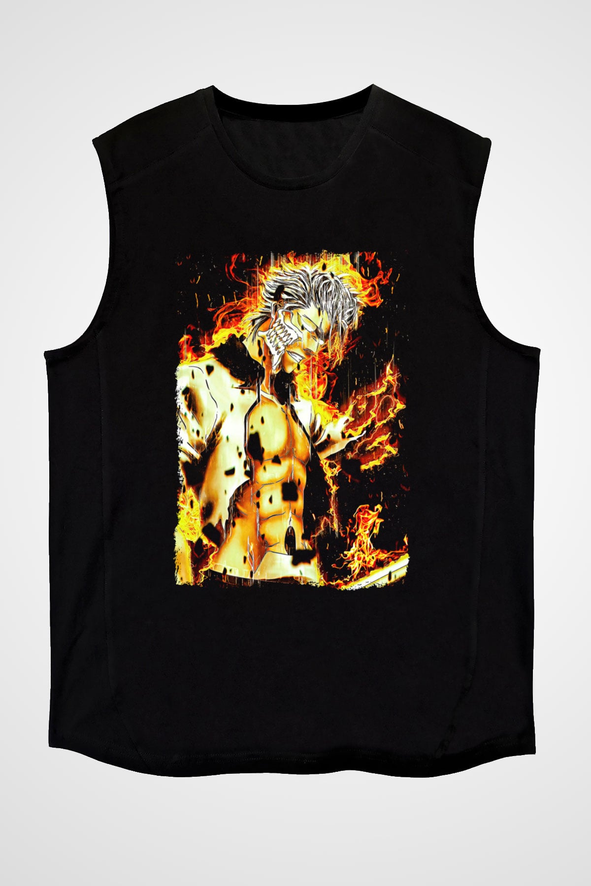 Bleach Baskılı Unisex Siyah Kolsuz Tişört - Tshirt