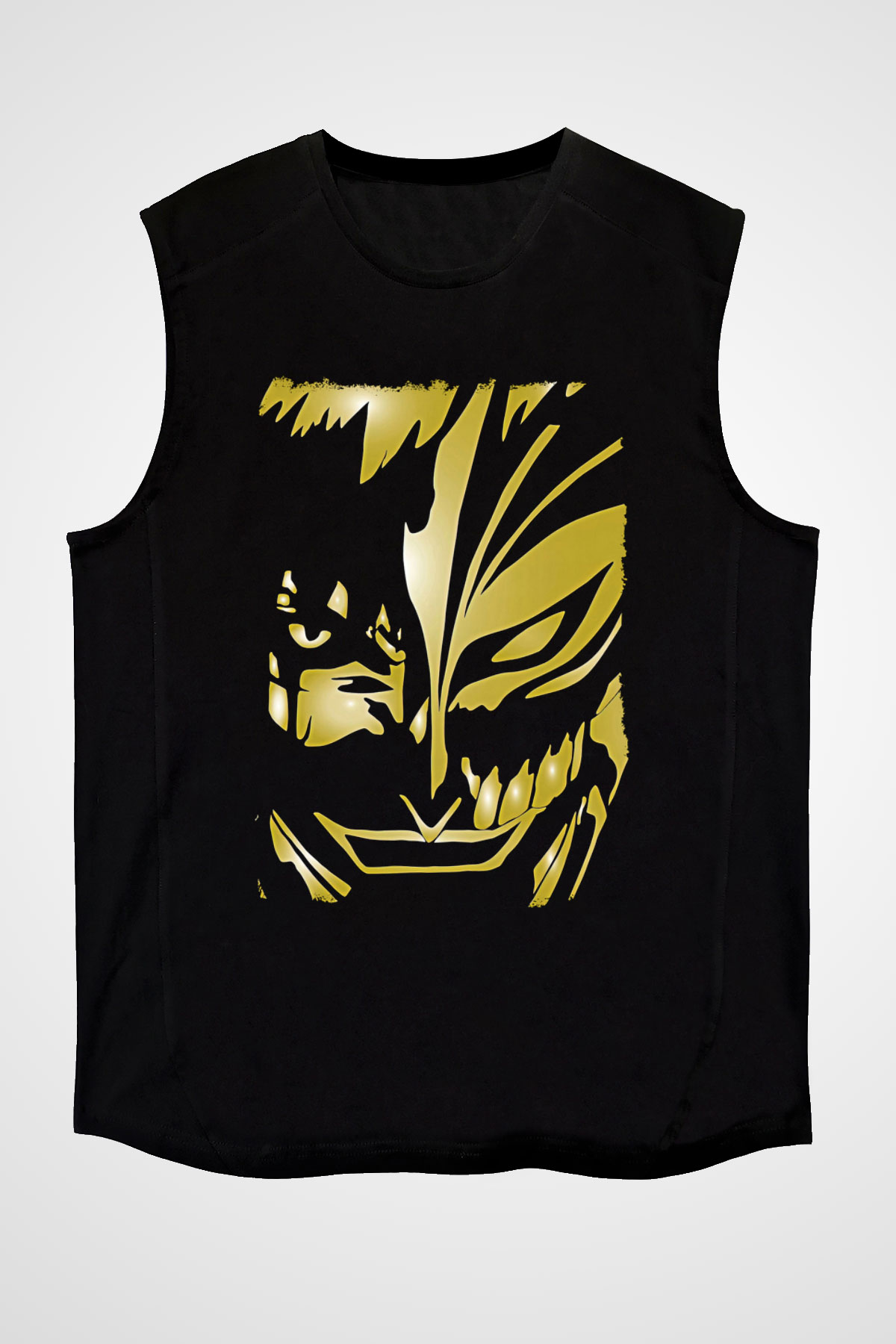 Bleach Baskılı Unisex Siyah Kolsuz Tişört - Tshirt