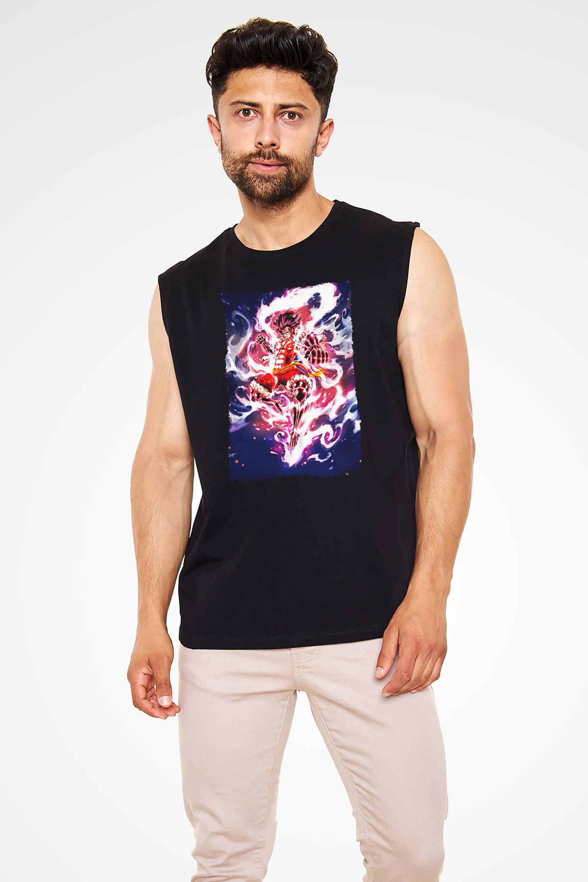 Bleach Baskılı Unisex Siyah Kolsuz Tişört - Tshirt