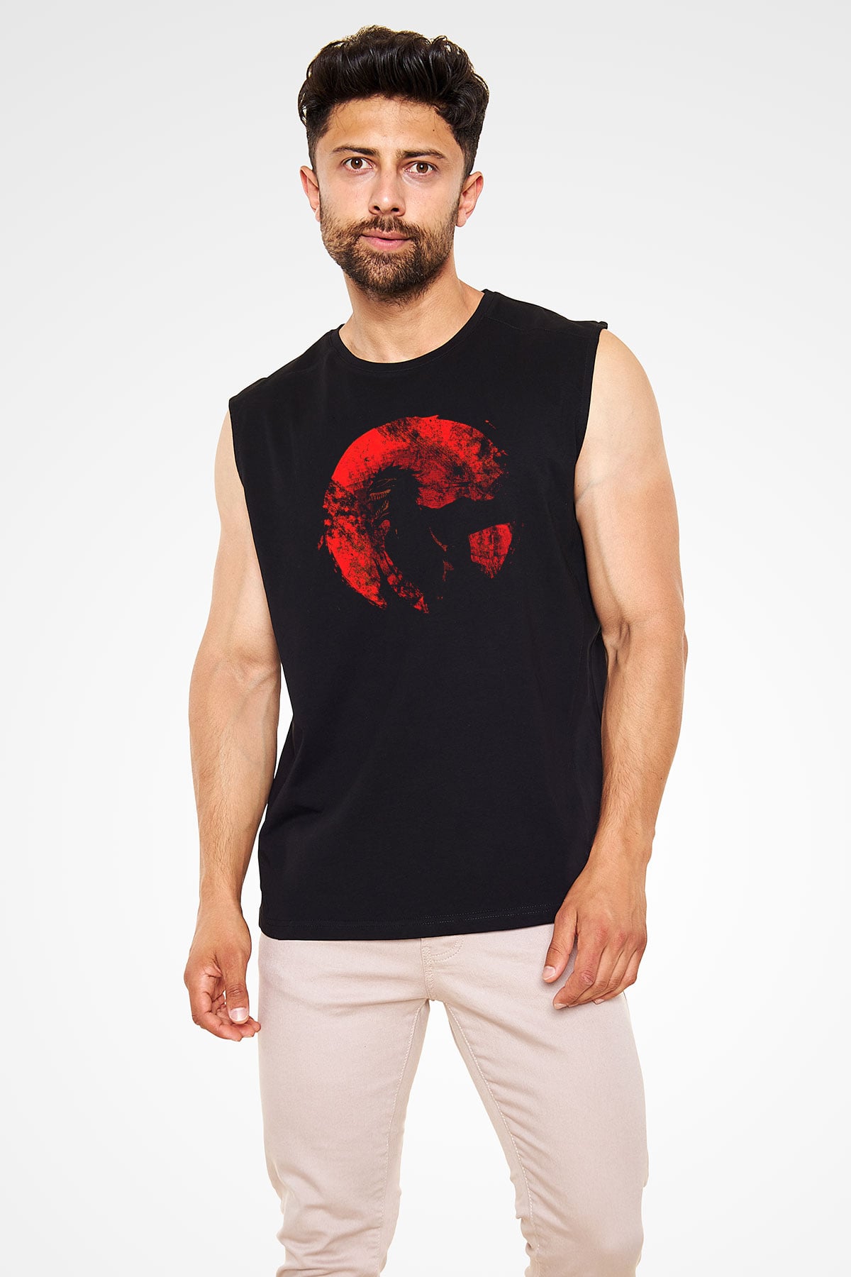Bleach Baskılı Unisex Siyah Kolsuz Tişört - Tshirt