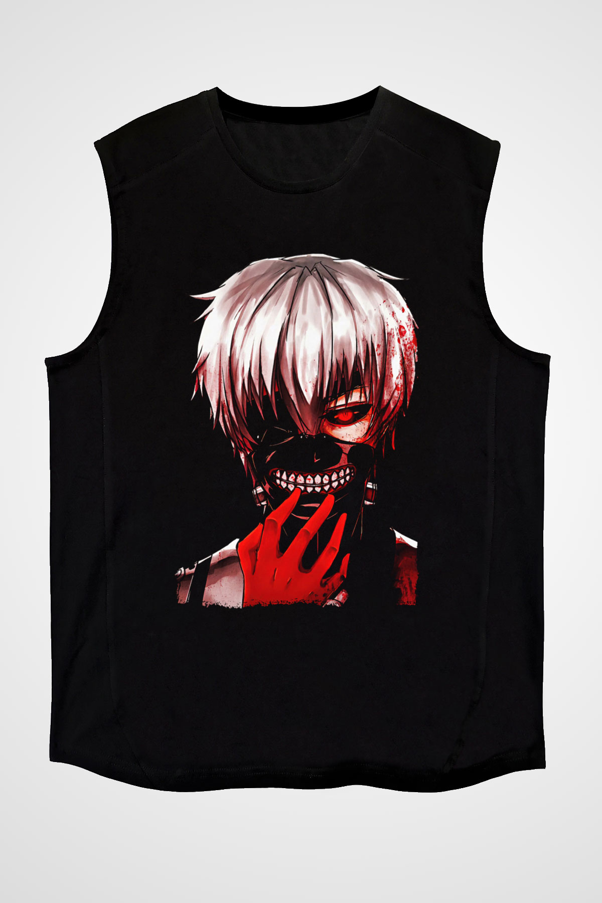 Bleach Baskılı Unisex Siyah Kolsuz Tişört - Tshirt