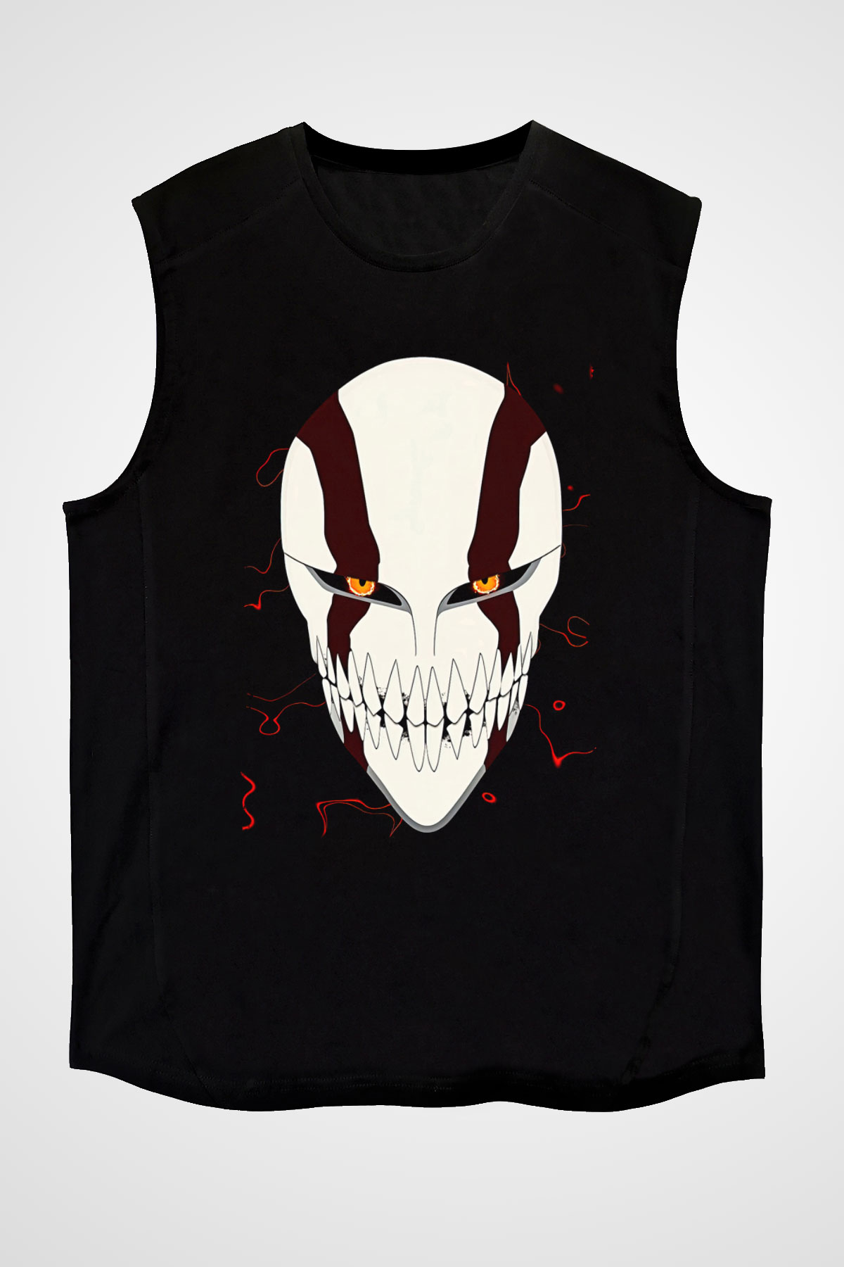Bleach Baskılı Unisex Siyah Kolsuz Tişört - Tshirt