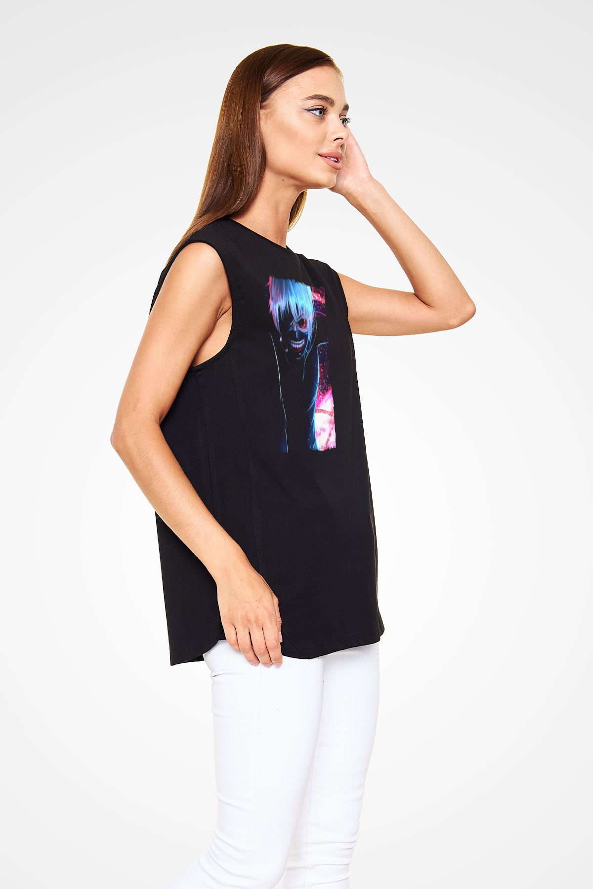 Bleach Baskılı Unisex Siyah Kolsuz Tişört - Tshirt