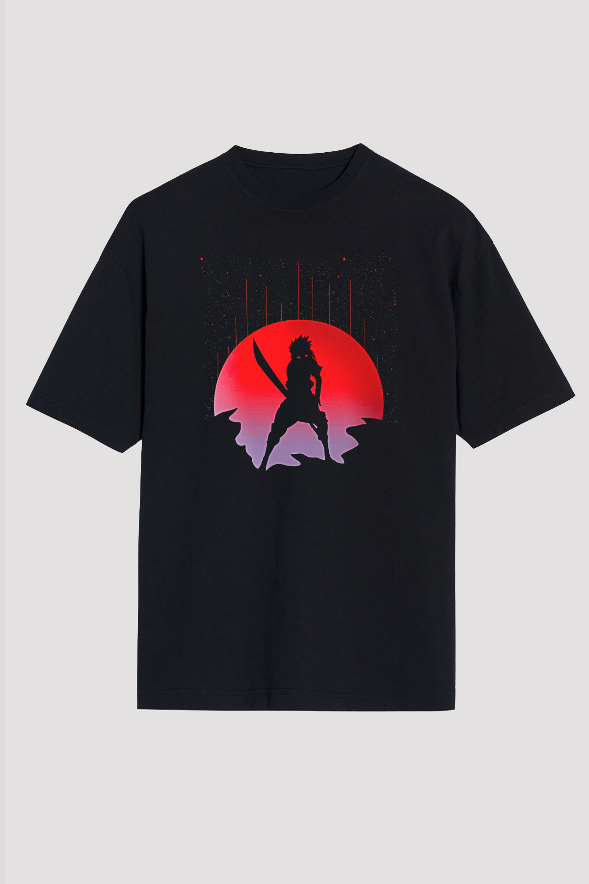 Bleach Baskılı Unisex Siyah Oversize Tişört - Tshirt
