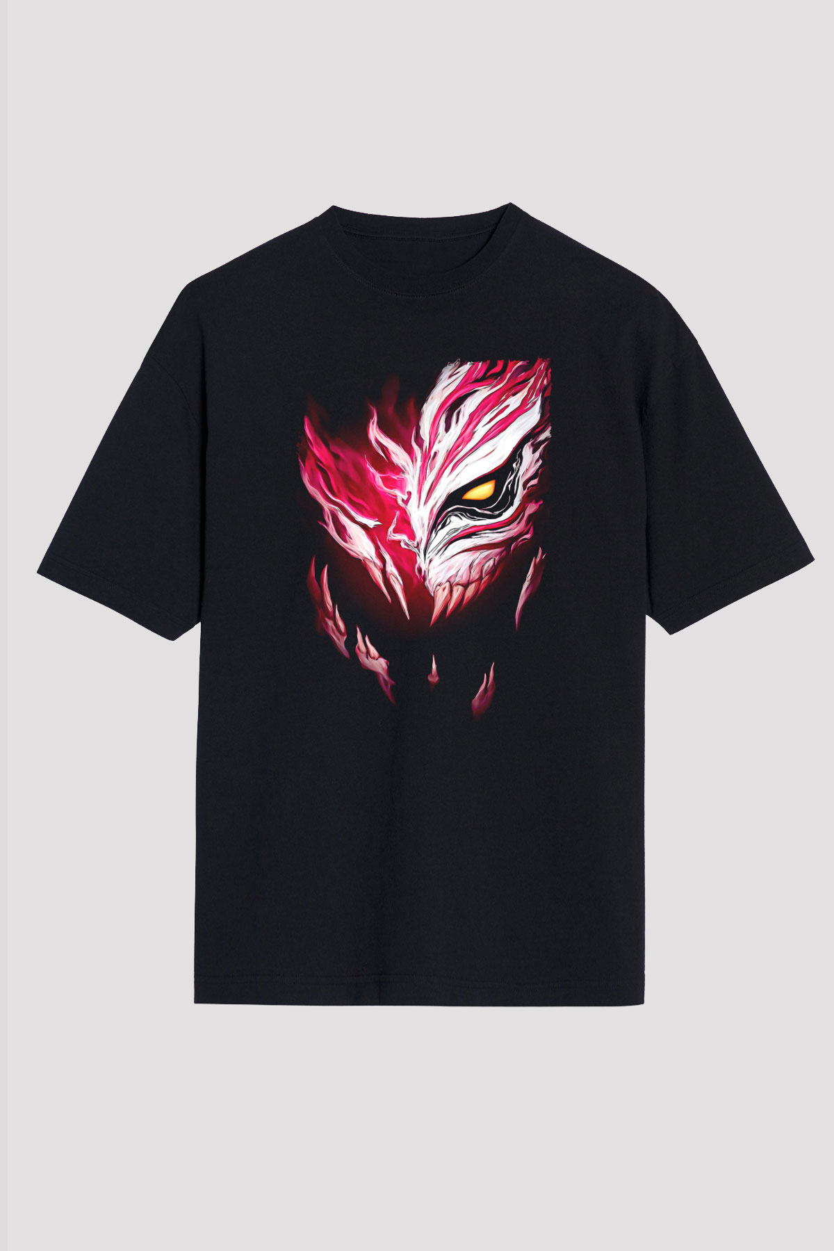 Bleach Baskılı Unisex Siyah Oversize Tişört - Tshirt