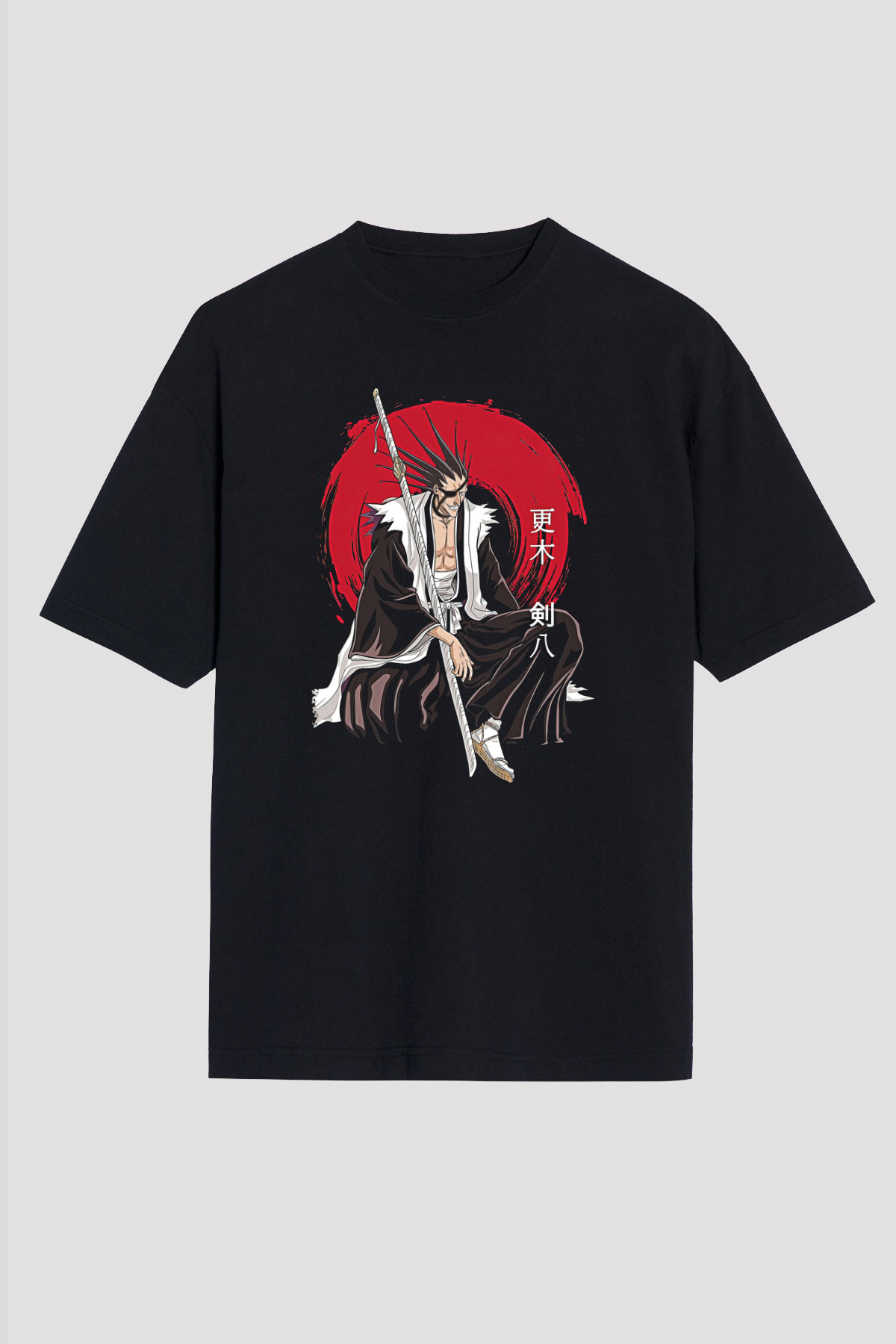 Bleach Baskılı Unisex Siyah Oversize Tişört - Tshirt