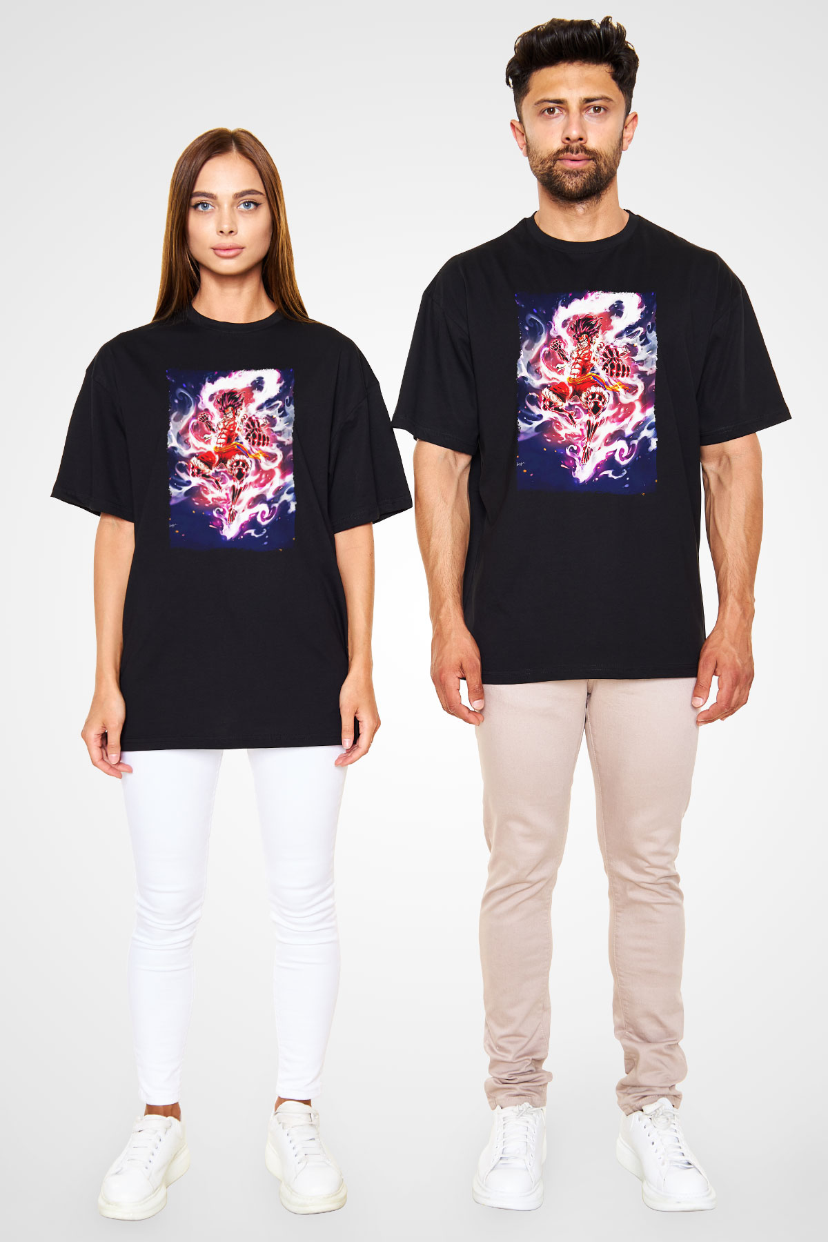 Bleach Baskılı Unisex Siyah Oversize Tişört - Tshirt