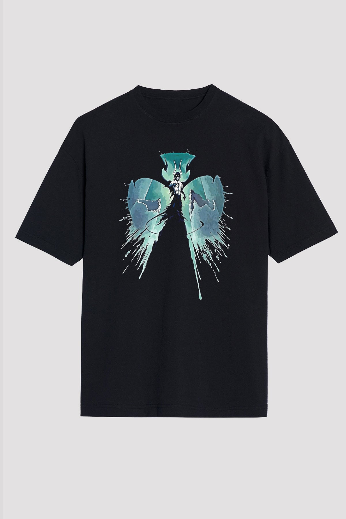 Bleach Baskılı Unisex Siyah Oversize Tişört - Tshirt