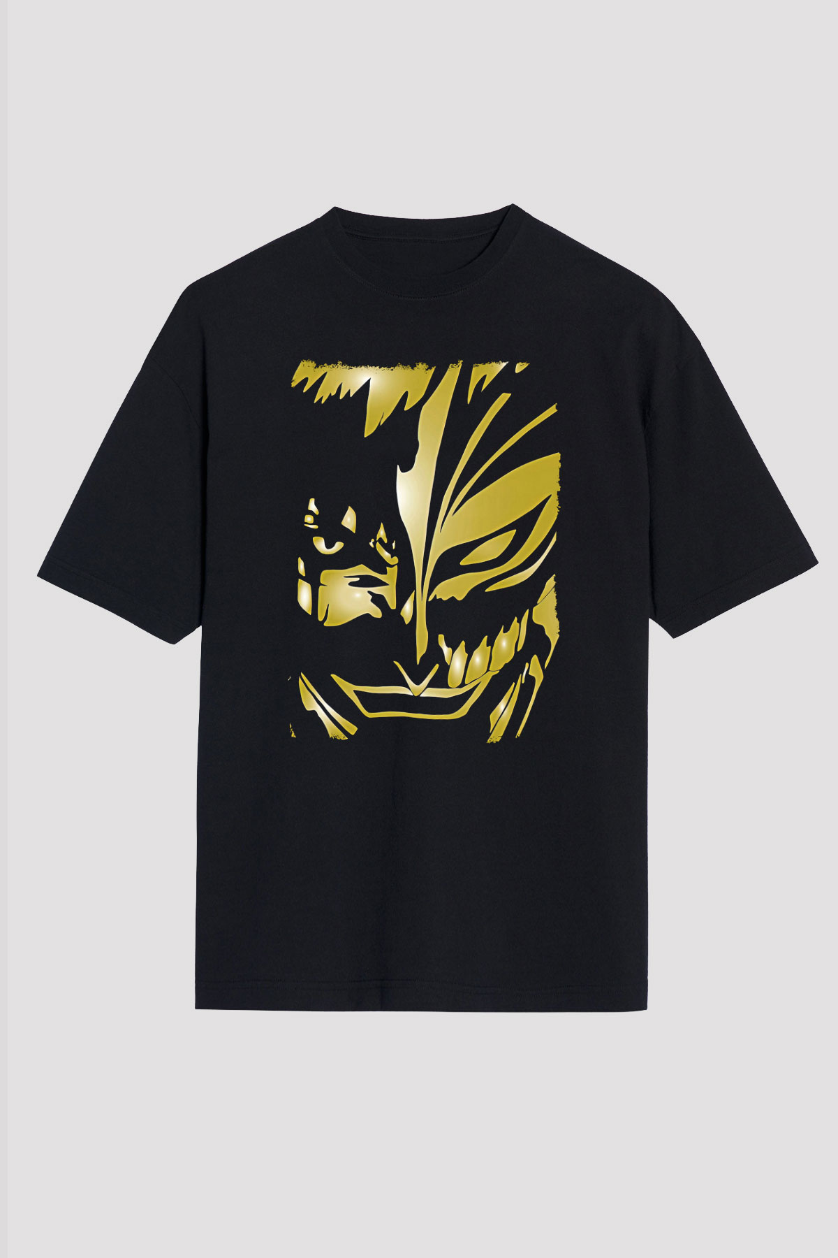 Bleach Baskılı Unisex Siyah Oversize Tişört - Tshirt