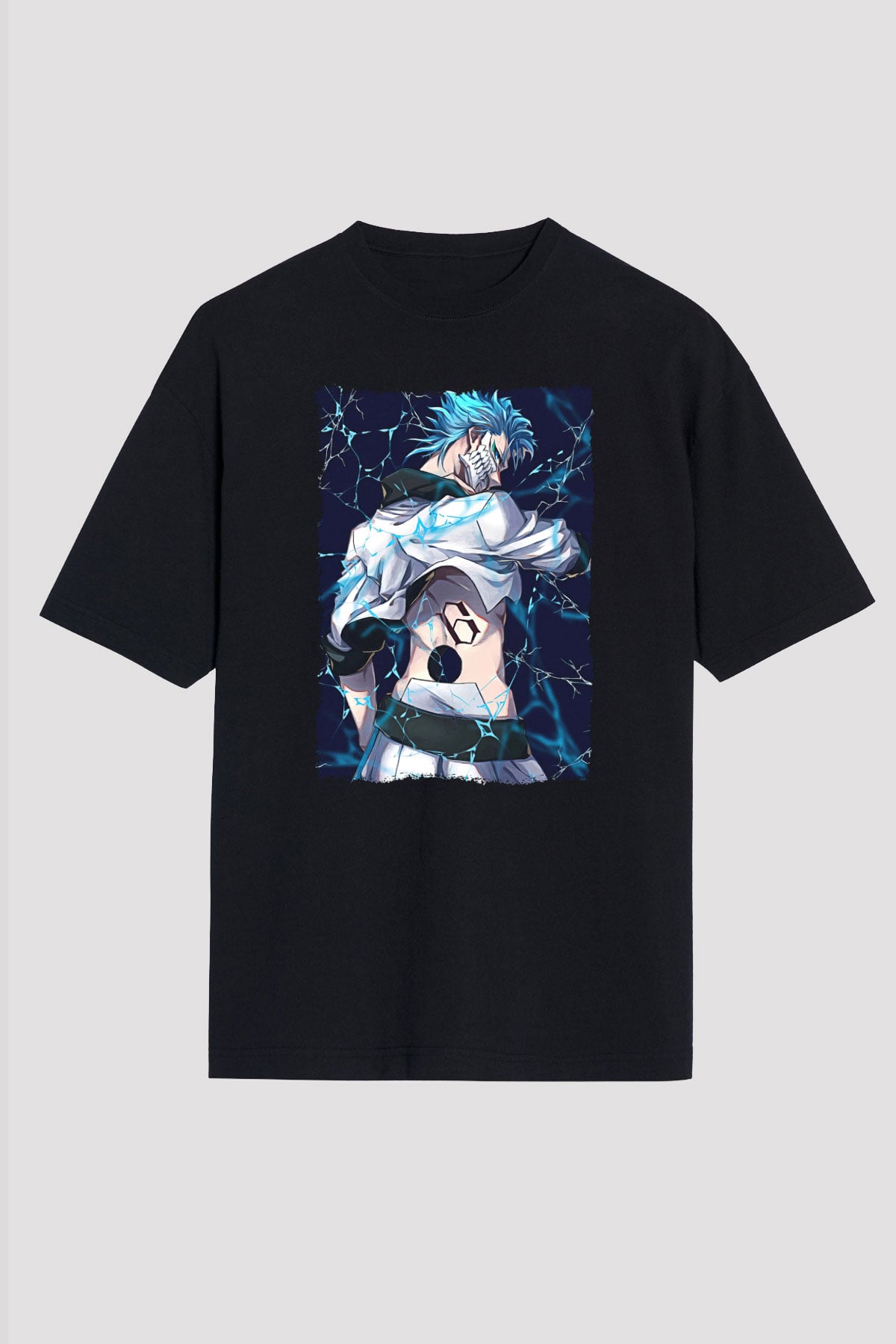 Bleach Baskılı Unisex Siyah Oversize Tişört - Tshirt