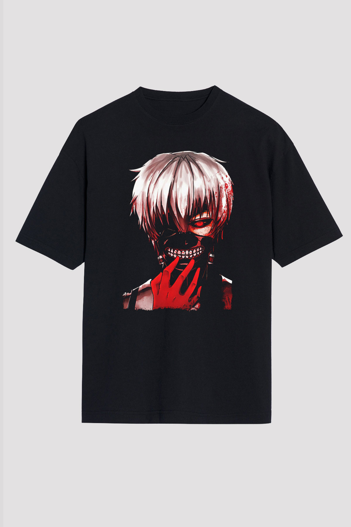 Bleach Baskılı Unisex Siyah Oversize Tişört - Tshirt