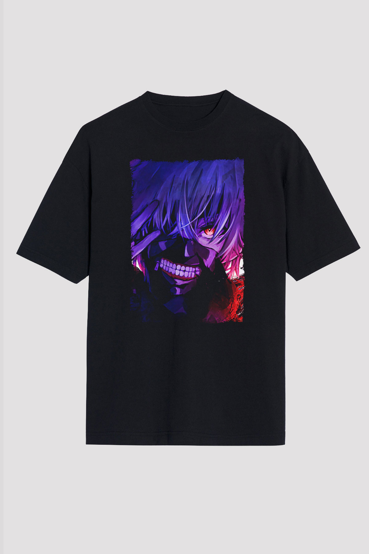 Bleach Baskılı Unisex Siyah Oversize Tişört - Tshirt