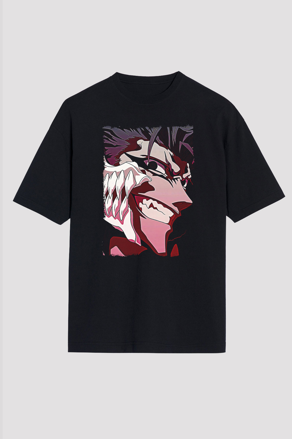 Bleach Baskılı Unisex Siyah Oversize Tişört - Tshirt