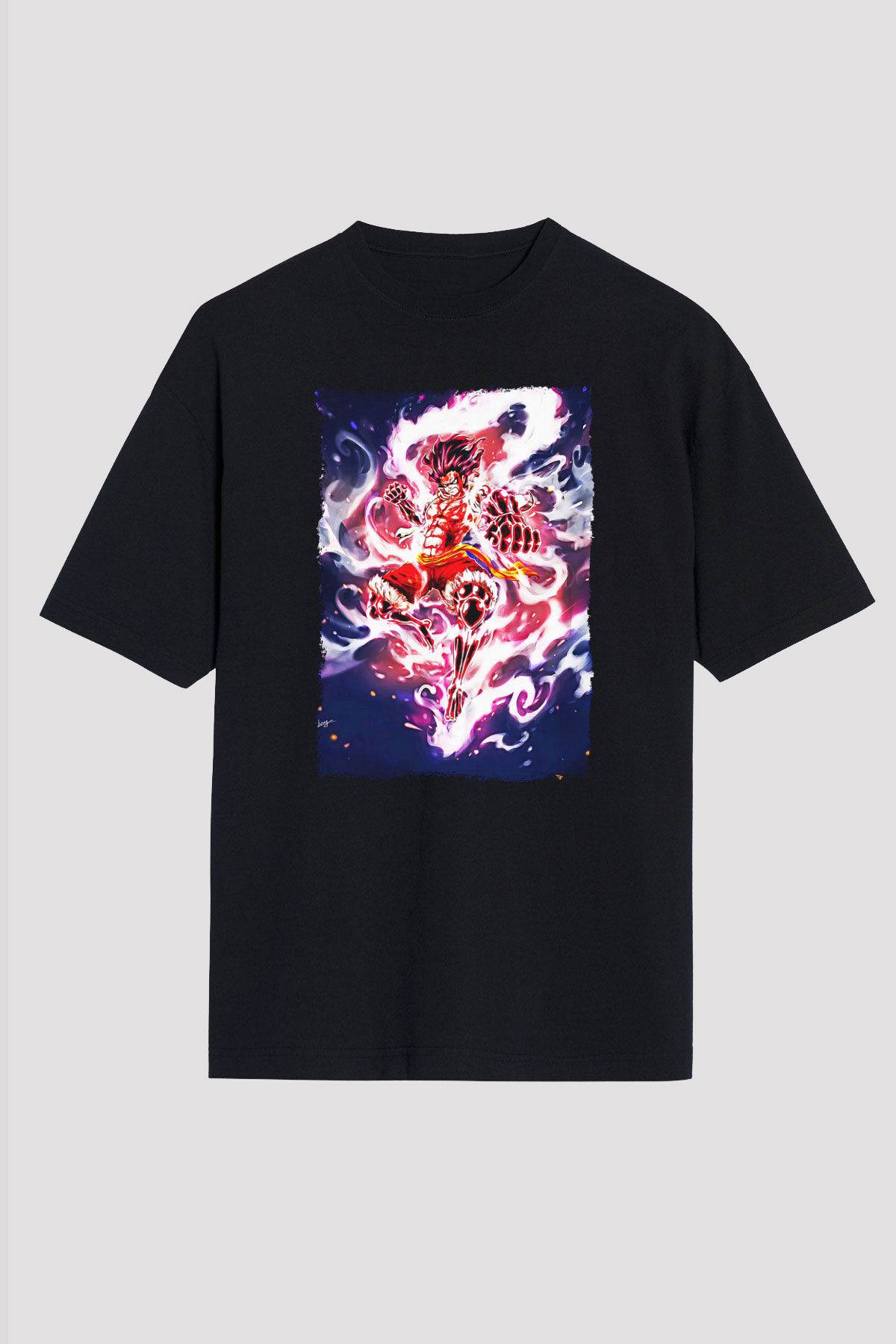 Bleach Baskılı Unisex Siyah Oversize Tişört - Tshirt