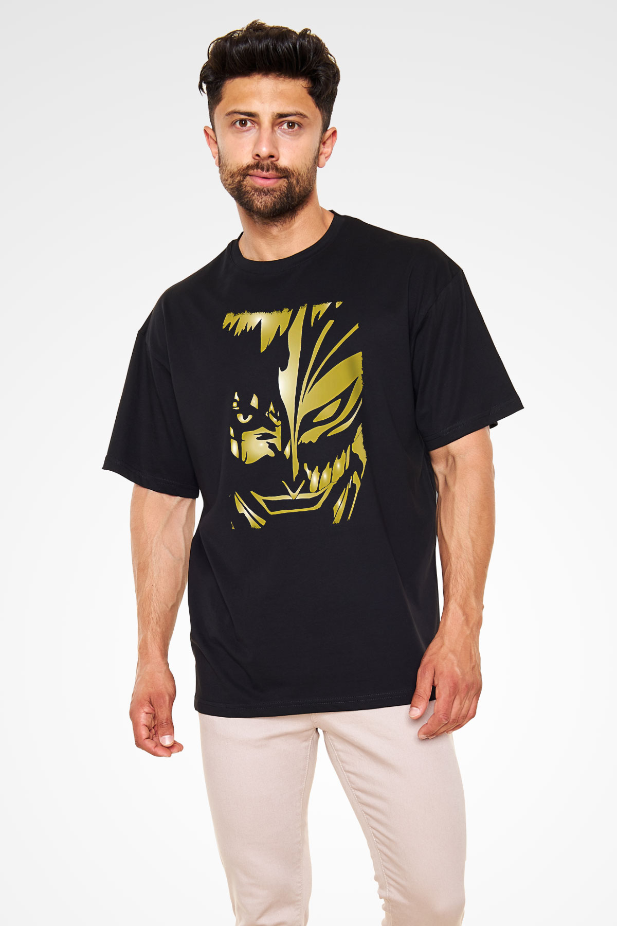Bleach Baskılı Unisex Siyah Oversize Tişört - Tshirt