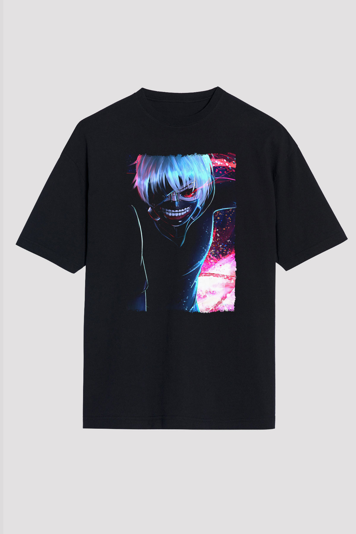 Bleach Baskılı Unisex Siyah Oversize Tişört - Tshirt