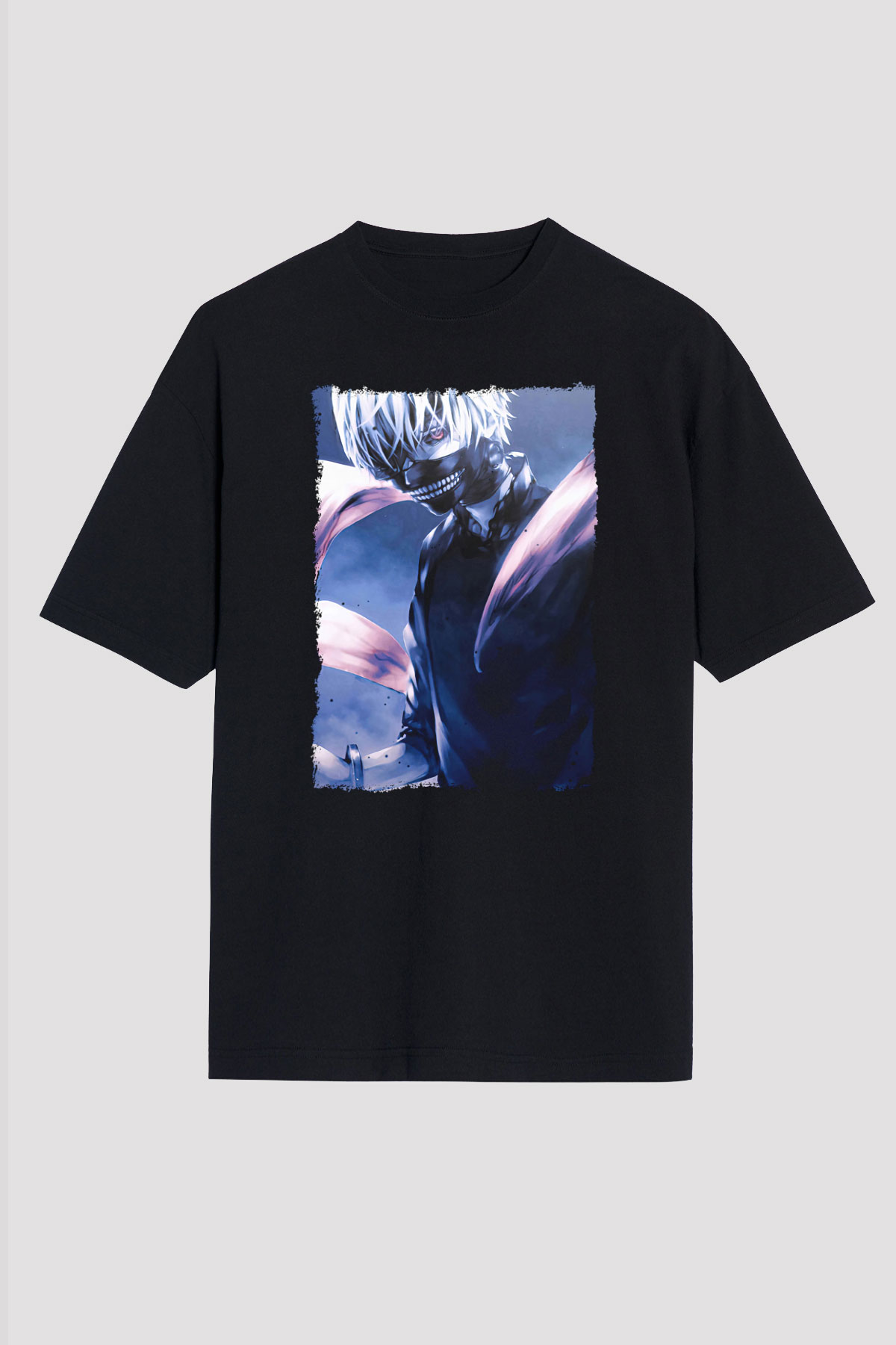 Bleach Baskılı Unisex Siyah Oversize Tişört - Tshirt
