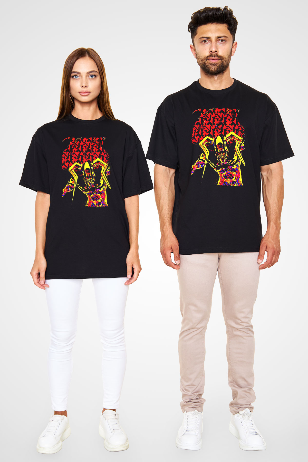 Bleach Baskılı Unisex Siyah Oversize Tişört - Tshirt