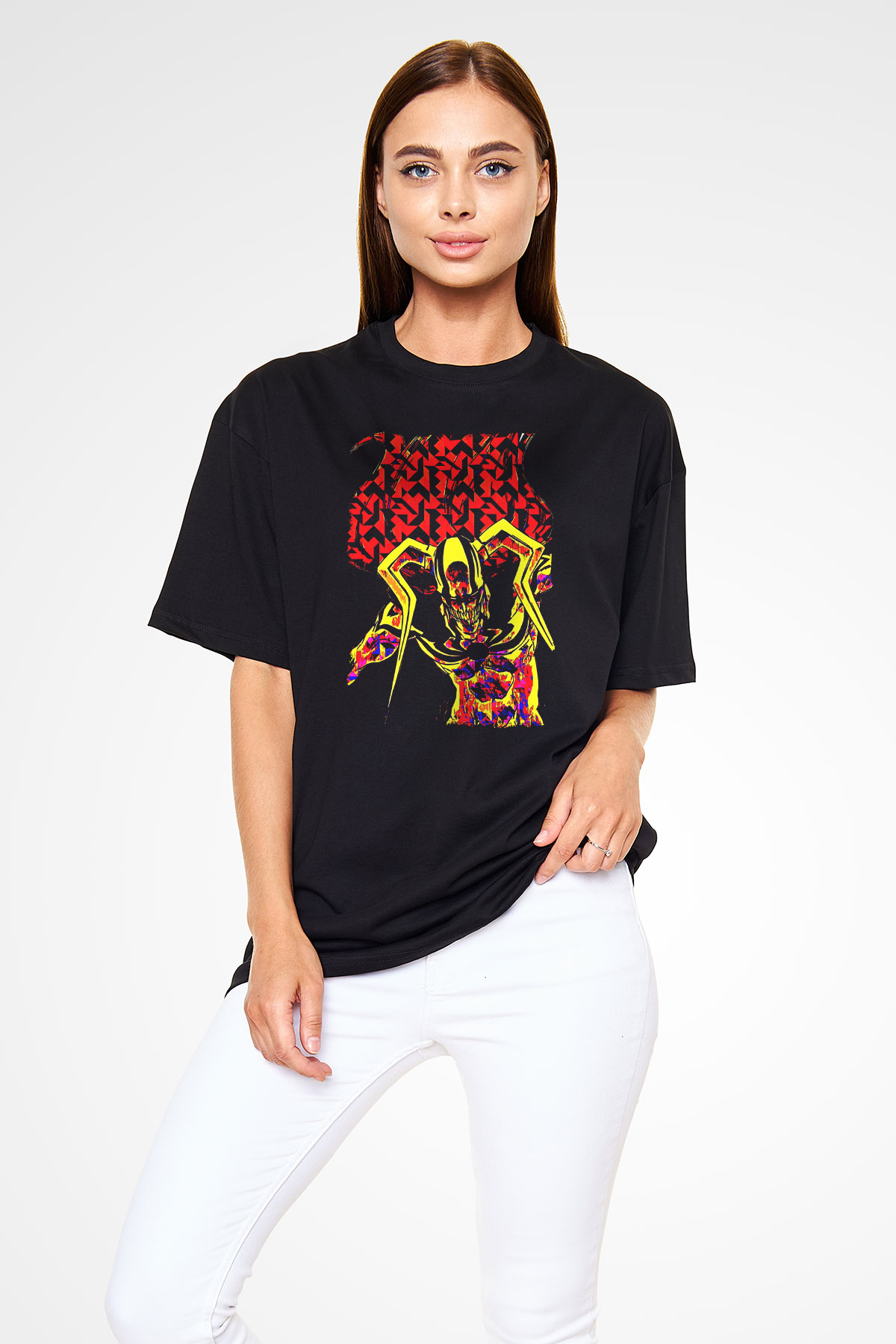 Bleach Baskılı Unisex Siyah Oversize Tişört - Tshirt