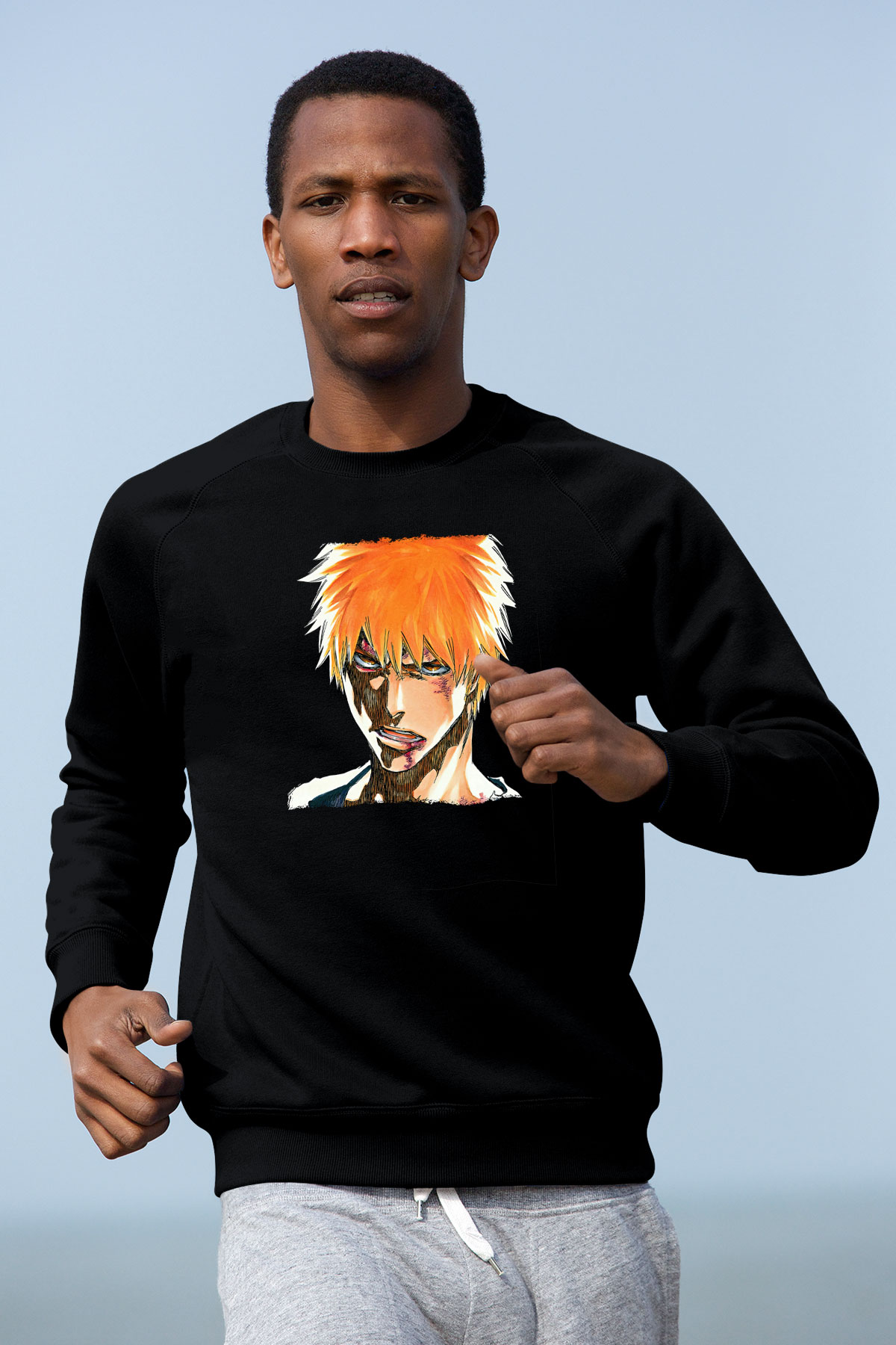 Bleach Baskılı Unisex Siyah Sweatshirt