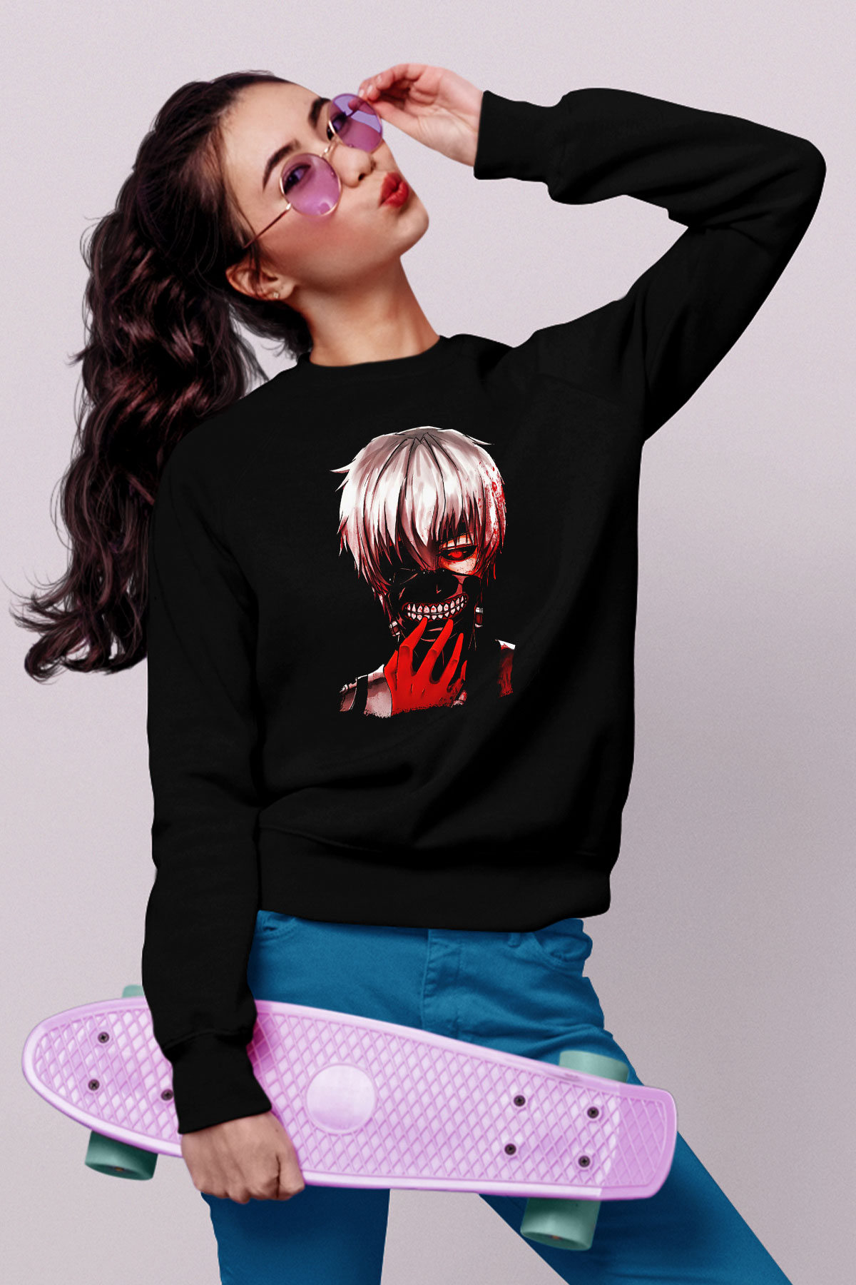 Bleach Baskılı Unisex Siyah Sweatshirt