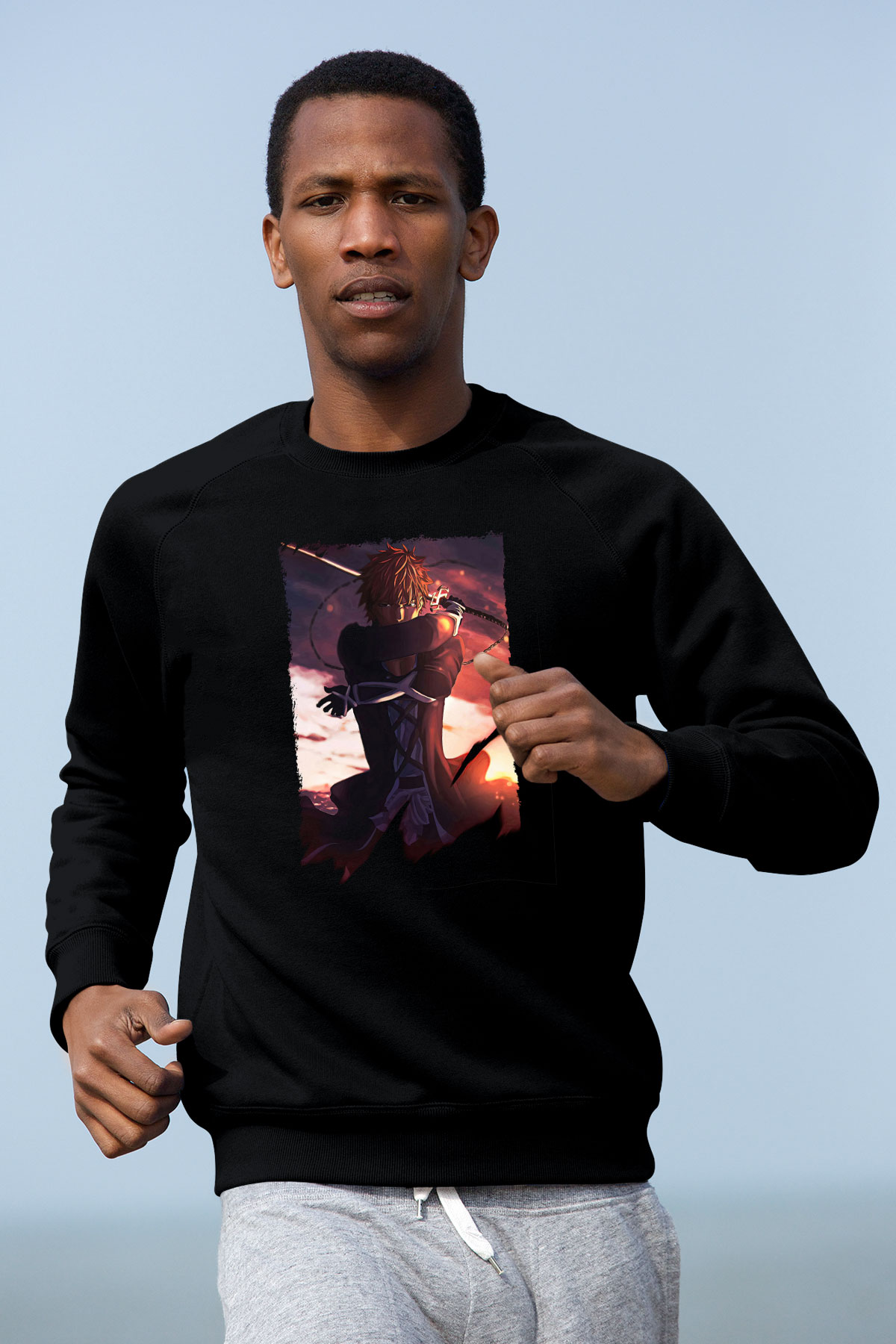 Bleach Baskılı Unisex Siyah Sweatshirt