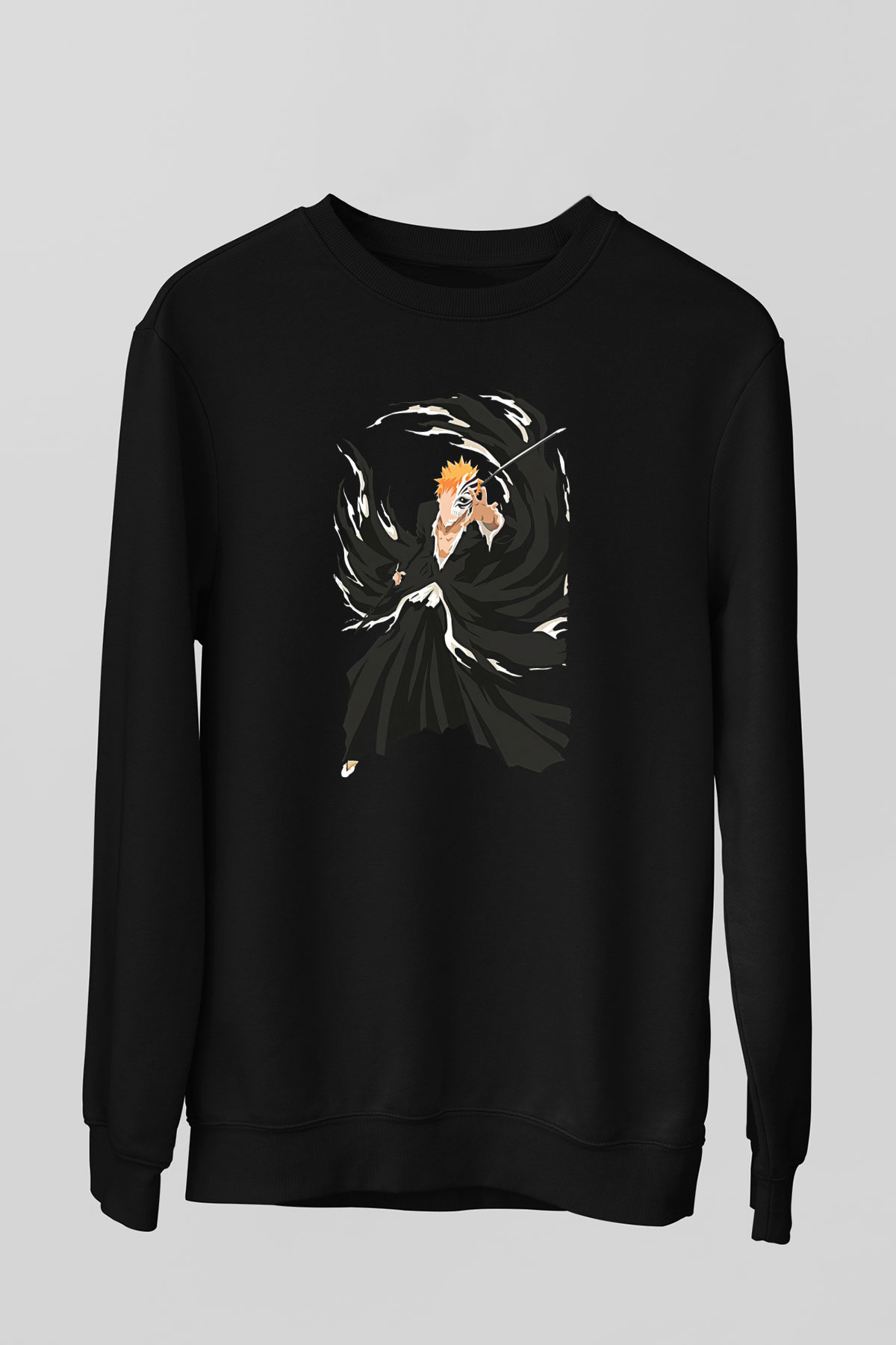 Bleach Baskılı Unisex Siyah Sweatshirt