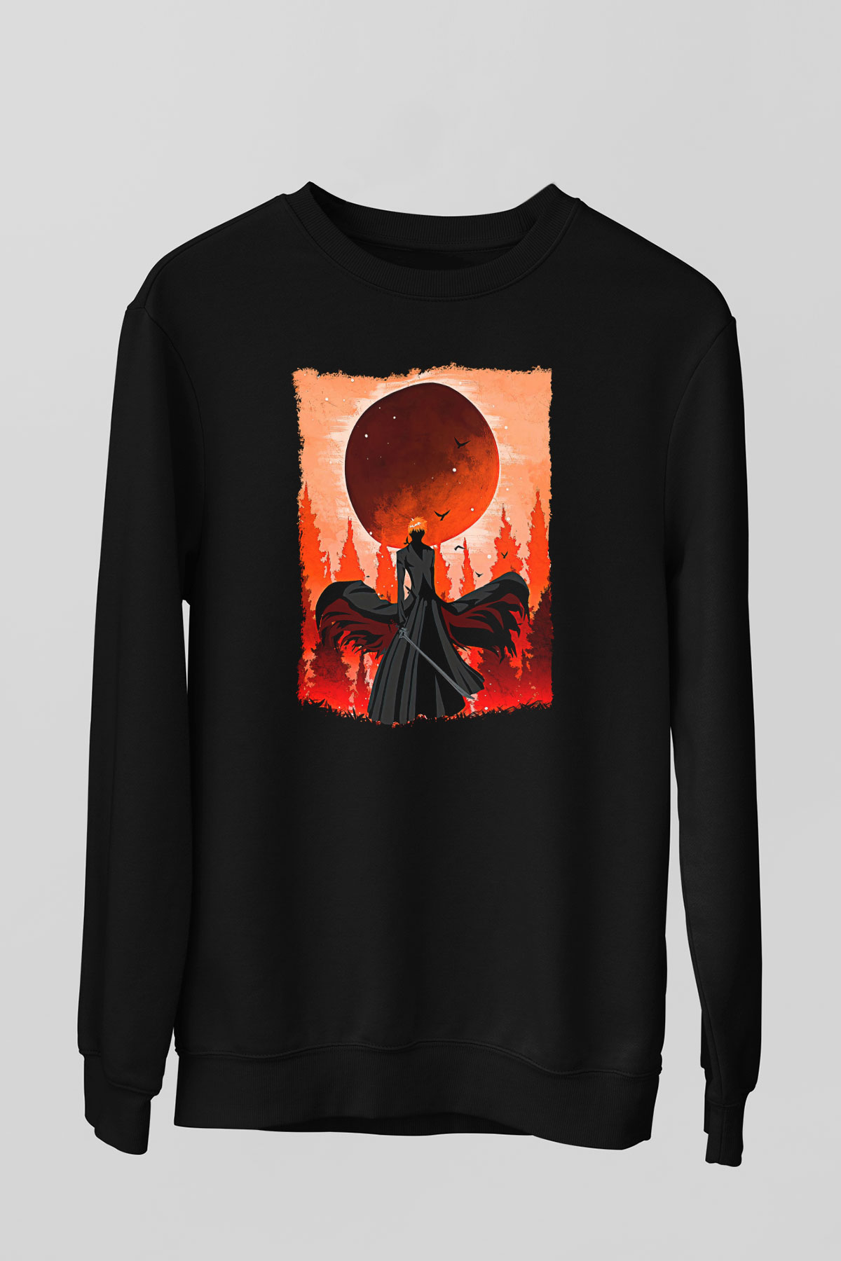 Bleach Baskılı Unisex Siyah Sweatshirt