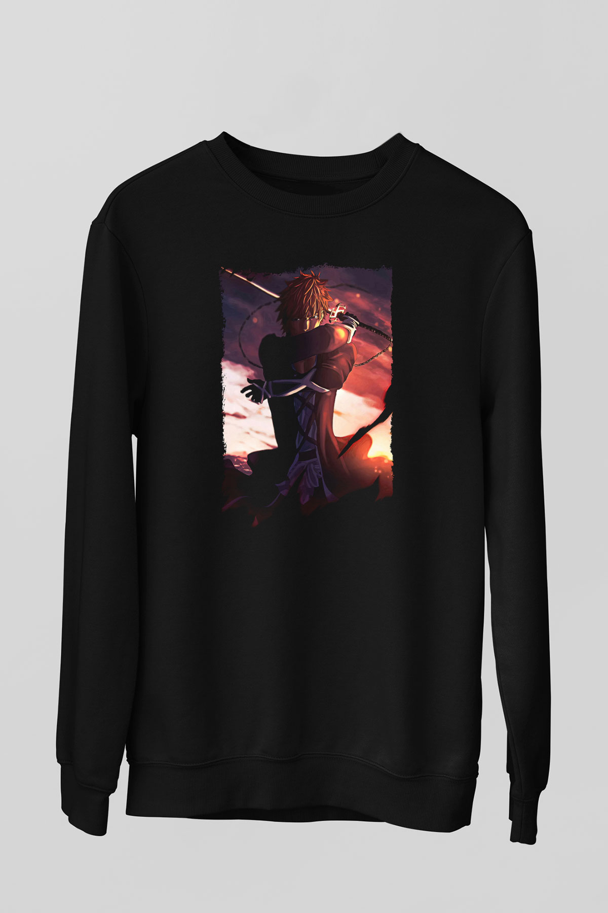 Bleach Baskılı Unisex Siyah Sweatshirt