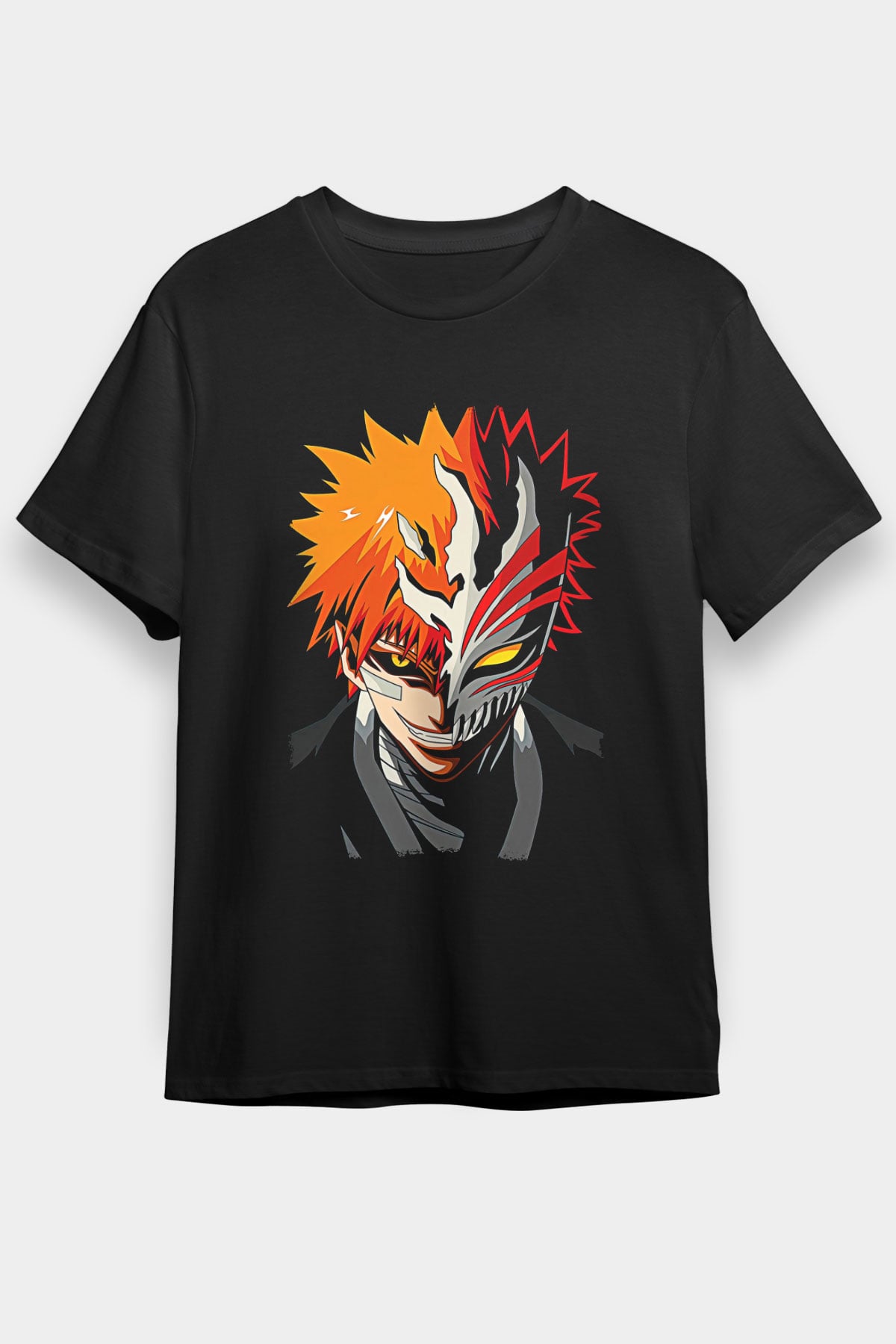 Bleach Baskılı Unisex Siyah Tişört - Tshirt
