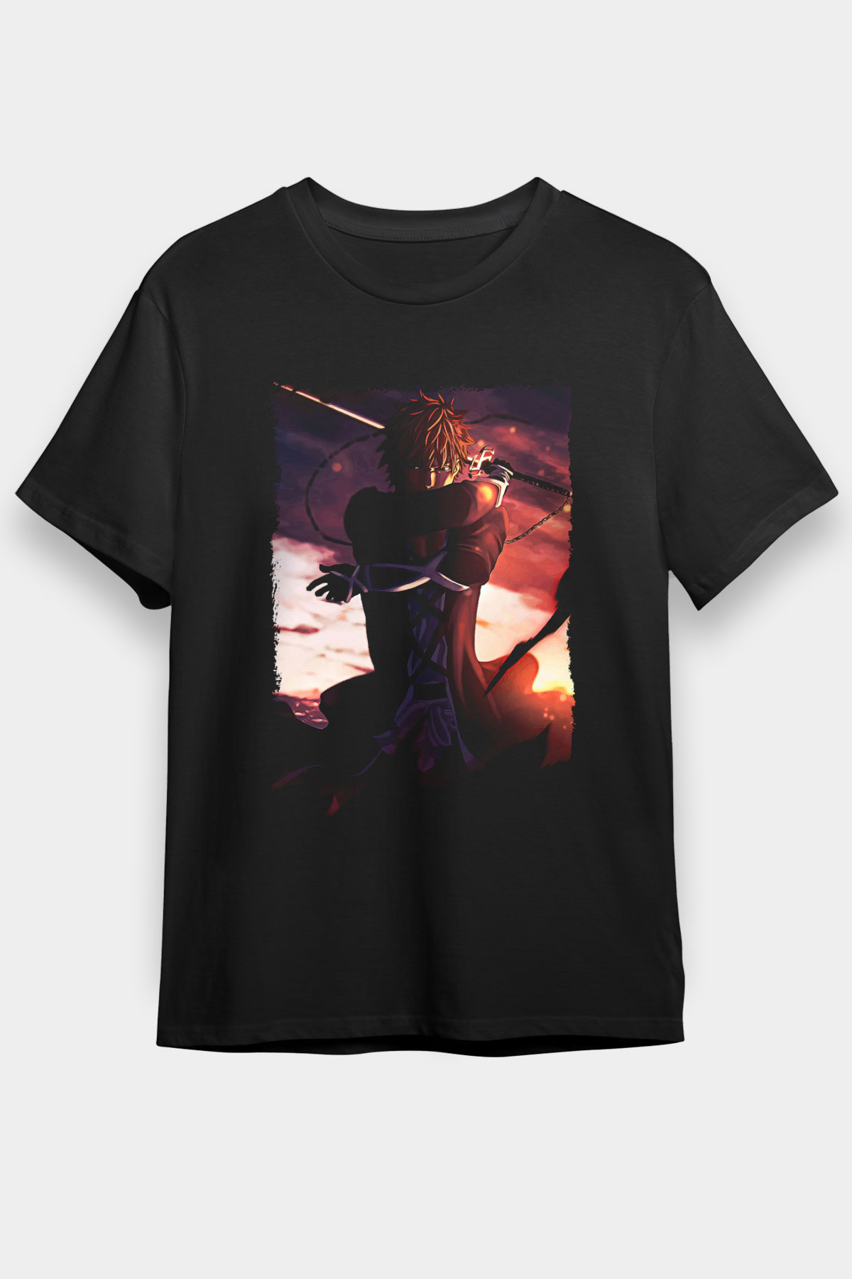 Bleach Baskılı Unisex Siyah Tişört - Tshirt