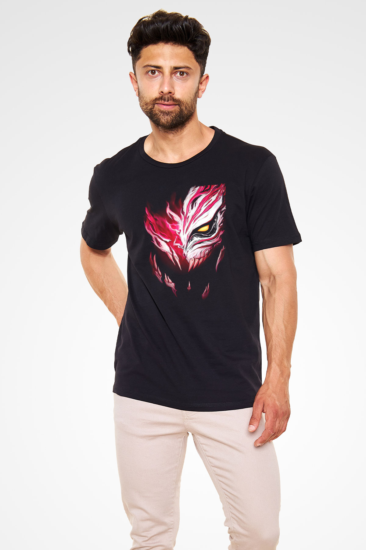 Bleach Baskılı Unisex Siyah Tişört - Tshirt