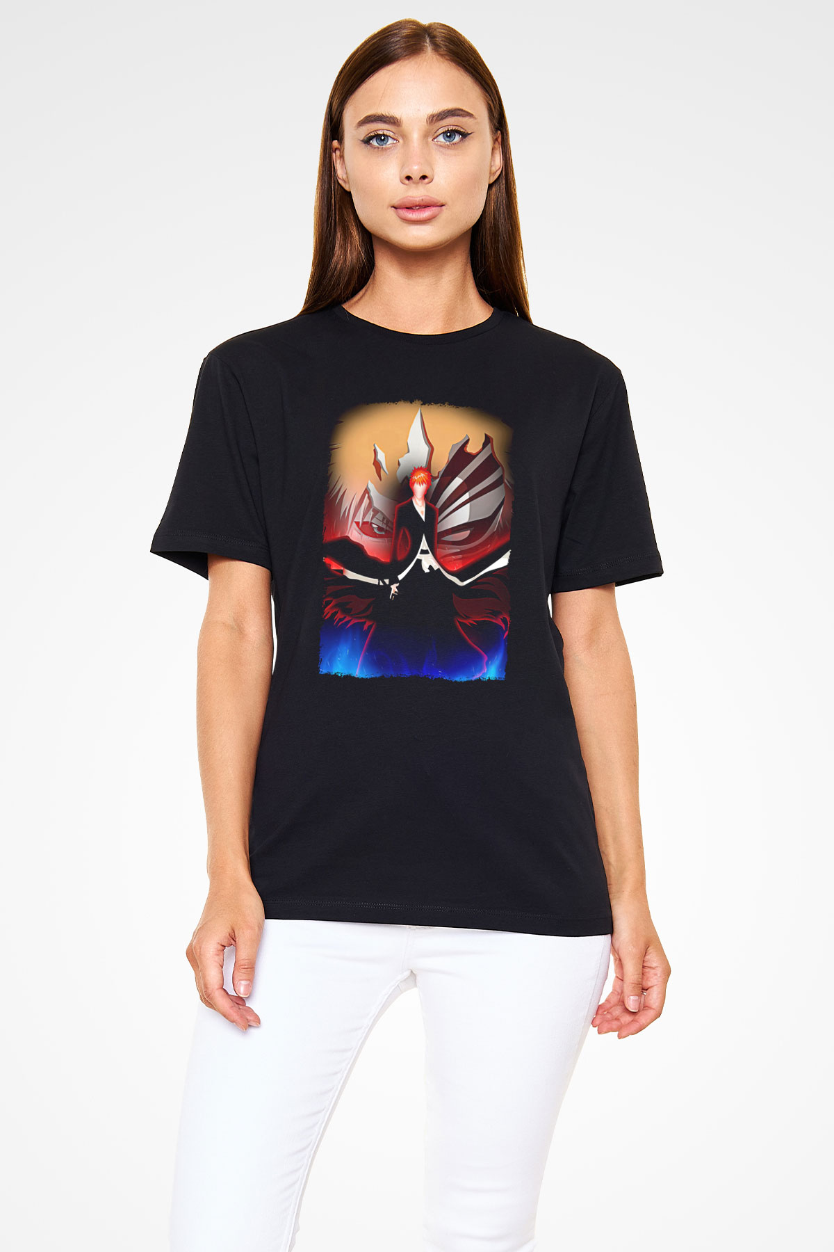 Bleach Baskılı Unisex Siyah Tişört - Tshirt