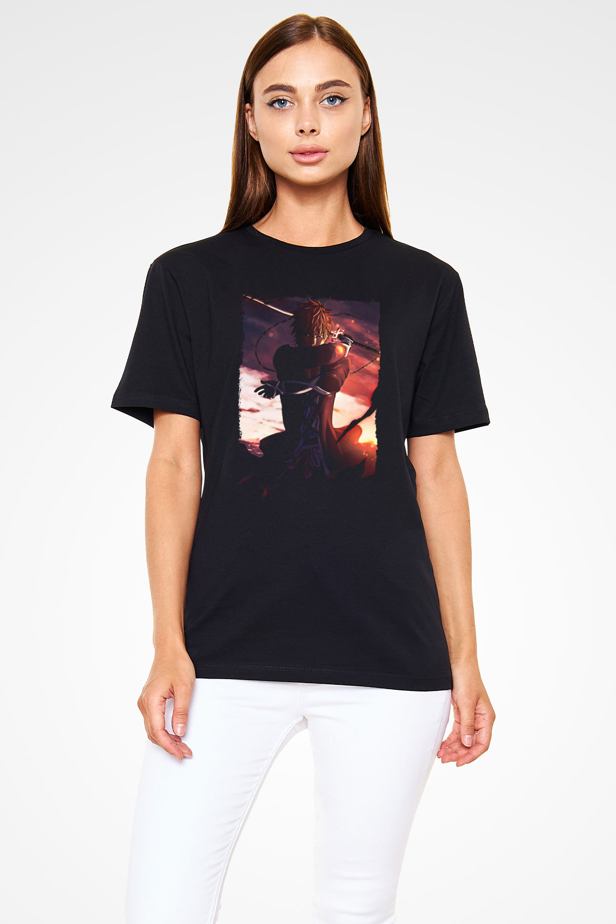 Bleach Baskılı Unisex Siyah Tişört - Tshirt