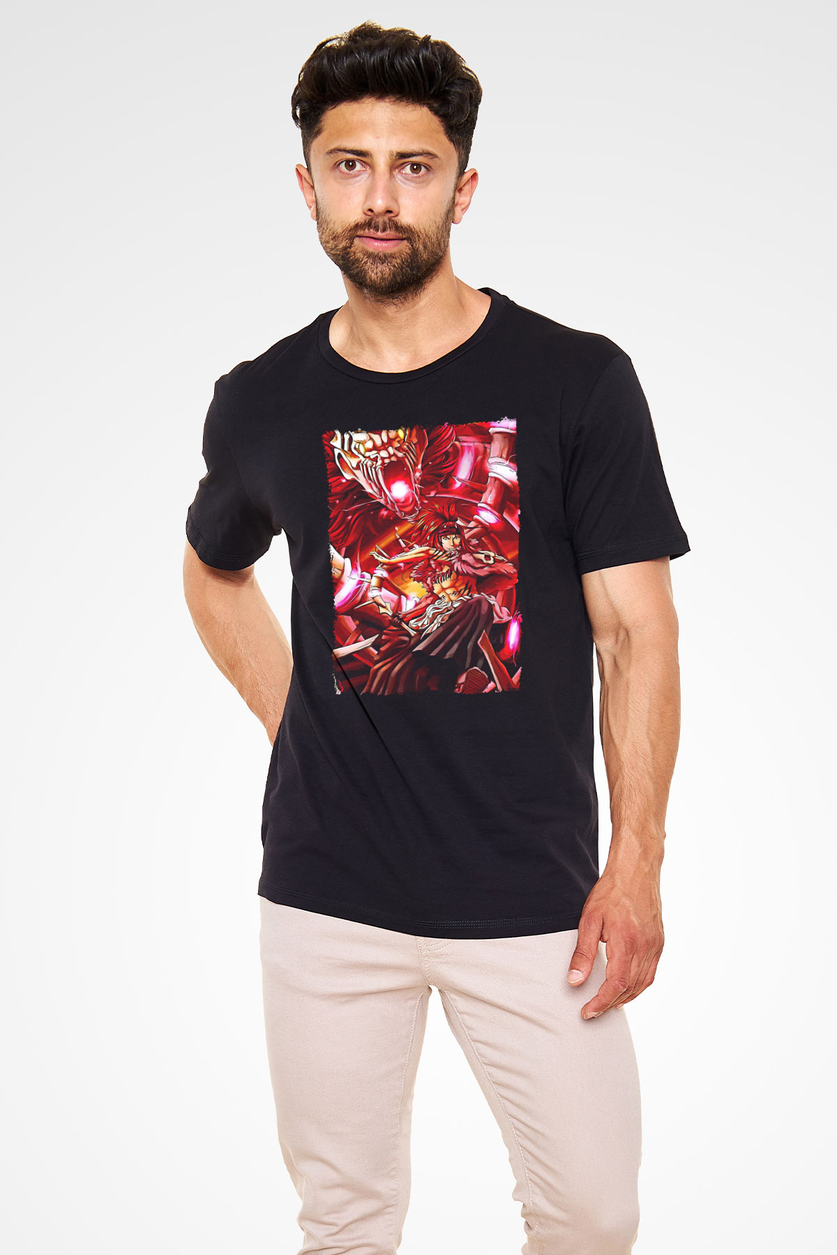 Bleach Baskılı Unisex Siyah Tişört - Tshirt