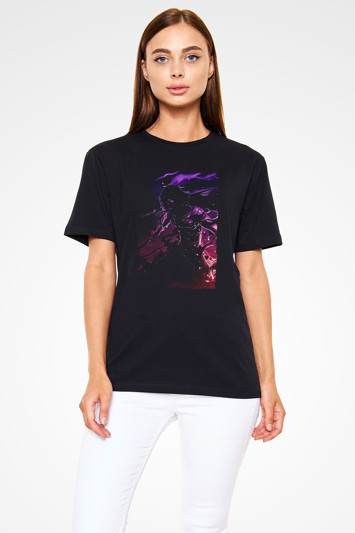 Bleach Baskılı Unisex Siyah Tişört - Tshirt