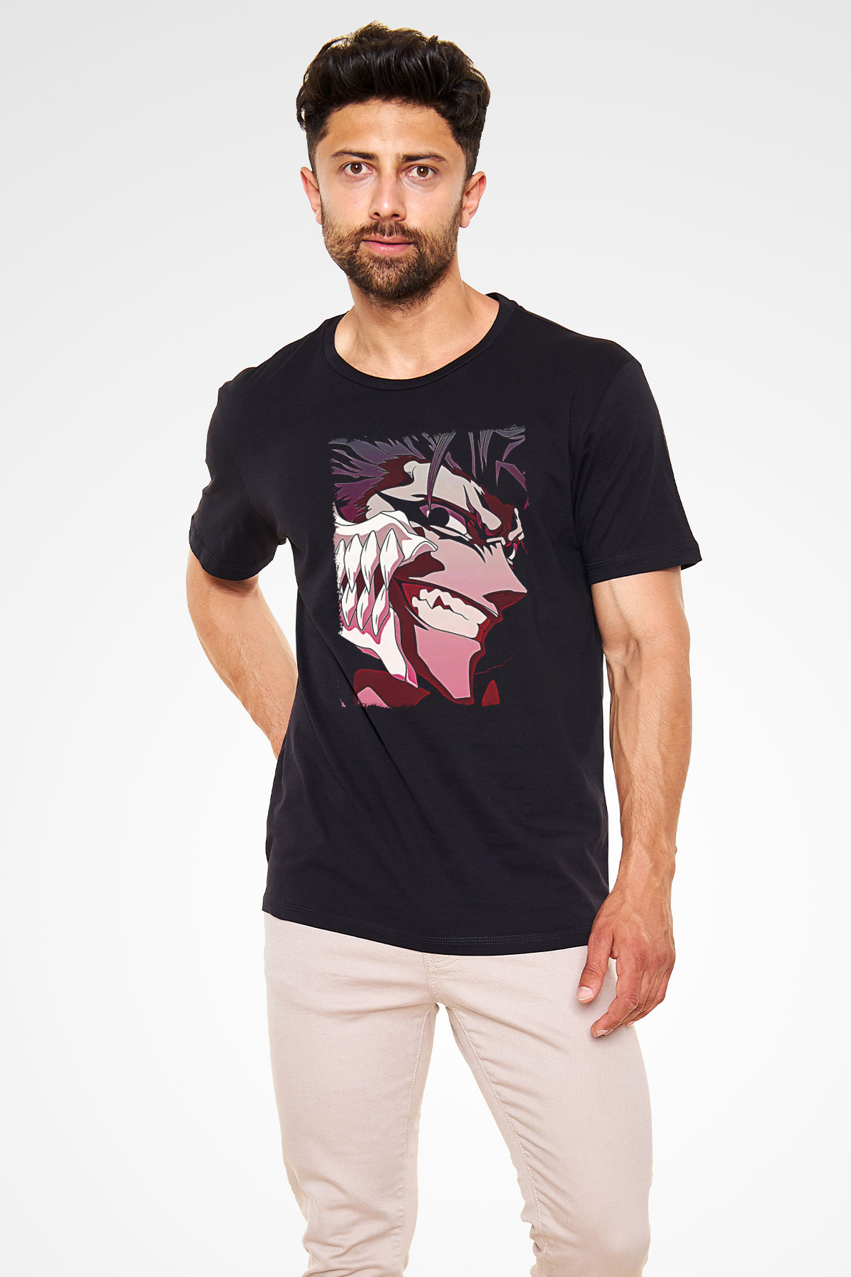 Bleach Baskılı Unisex Siyah Tişört - Tshirt
