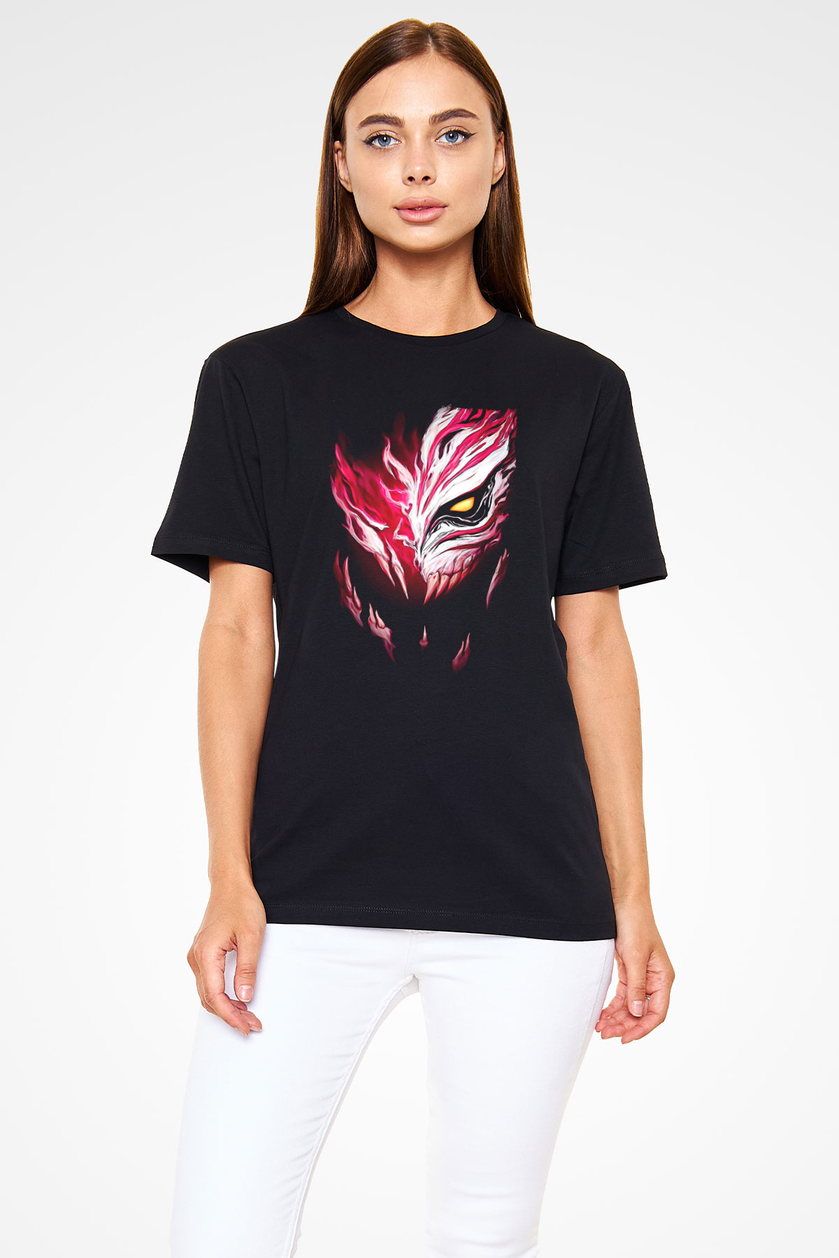 Bleach Baskılı Unisex Siyah Tişört - Tshirt