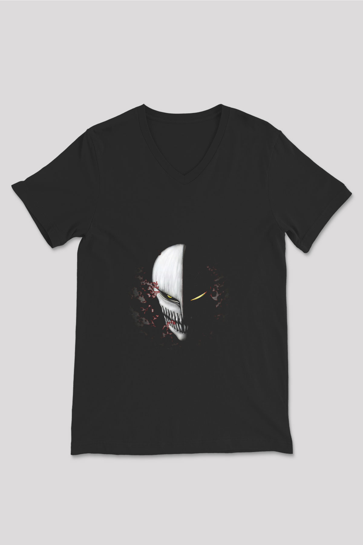 Bleach Baskılı Unisex Siyah V Yaka Tişört - Tshirt