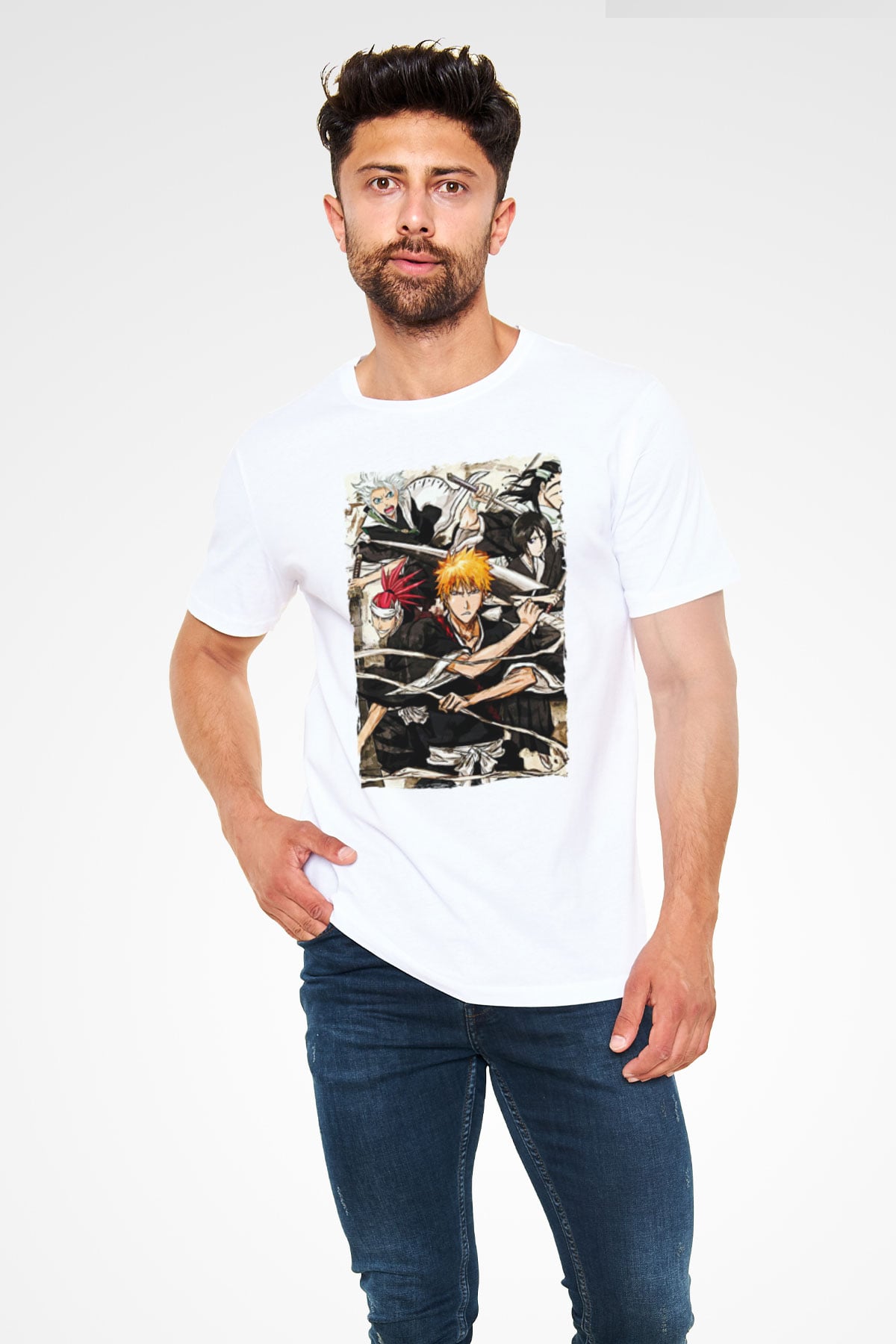 Bleach Unisex Baskılı Beyaz Tişört - Tshirt