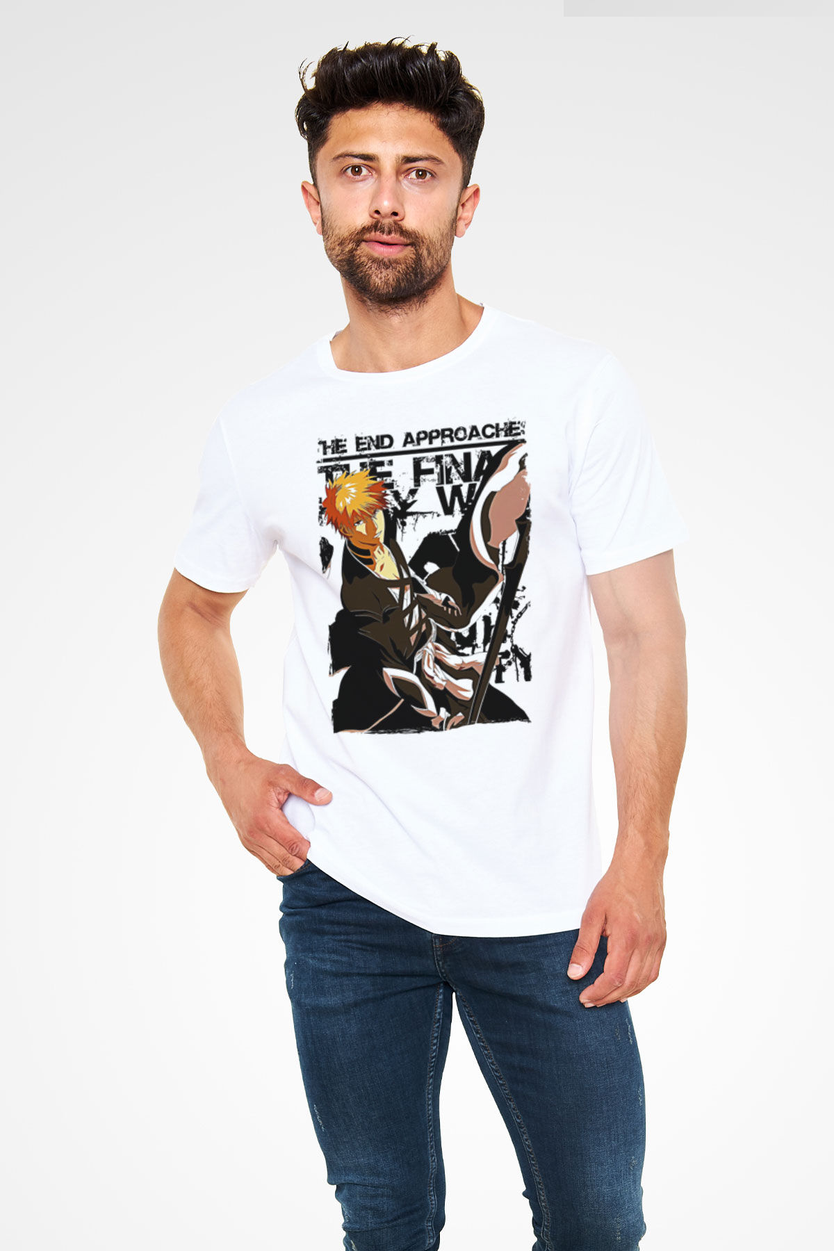 Bleach Unisex Baskılı Beyaz Tişört - Tshirt