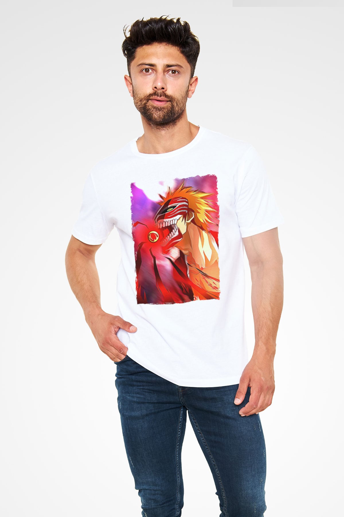 Bleach Unisex Baskılı Beyaz Tişört - Tshirt
