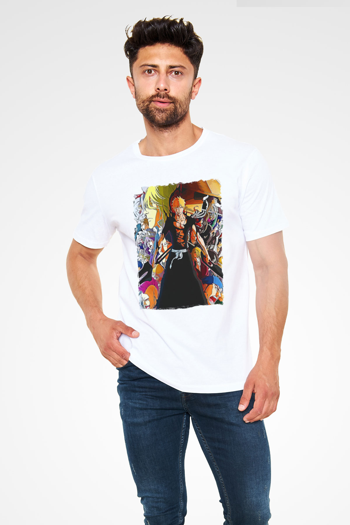 Bleach Unisex Baskılı Beyaz Tişört - Tshirt