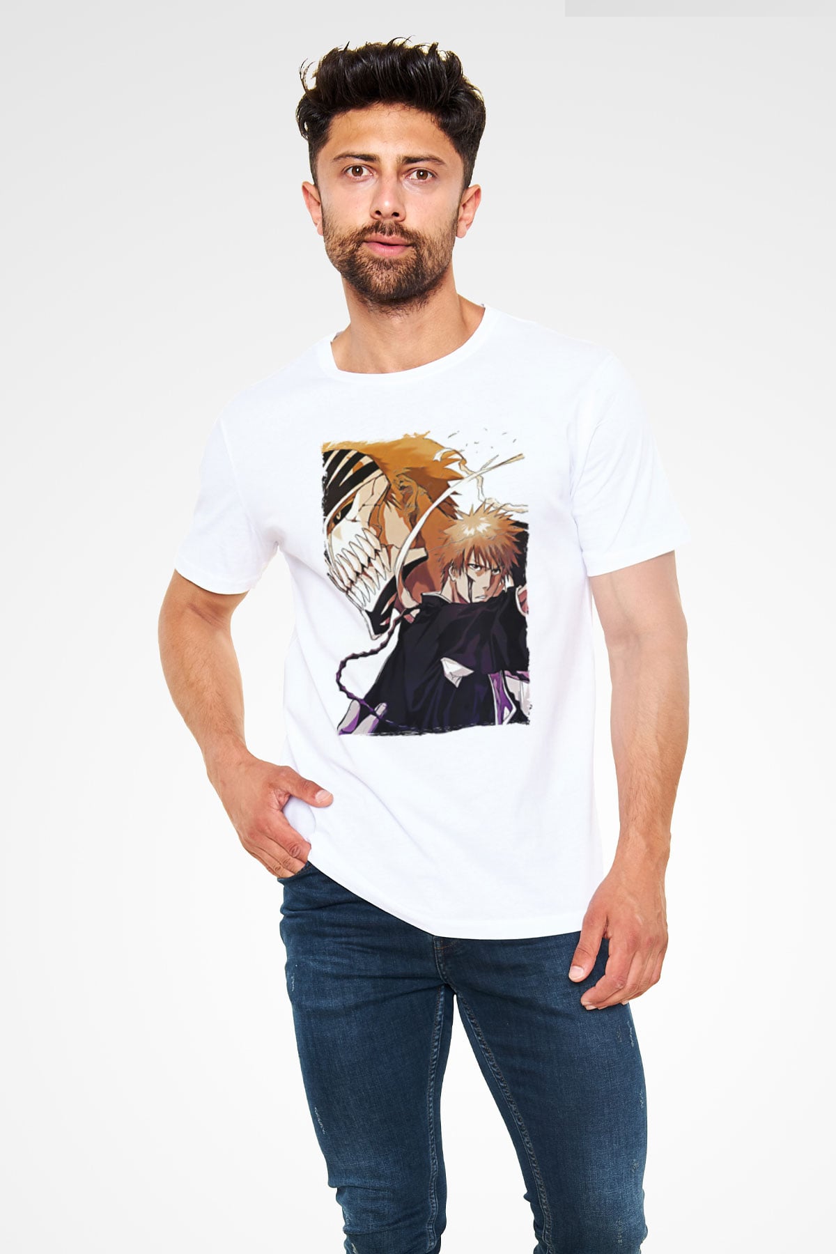 Bleach Unisex Baskılı Beyaz Tişört - Tshirt