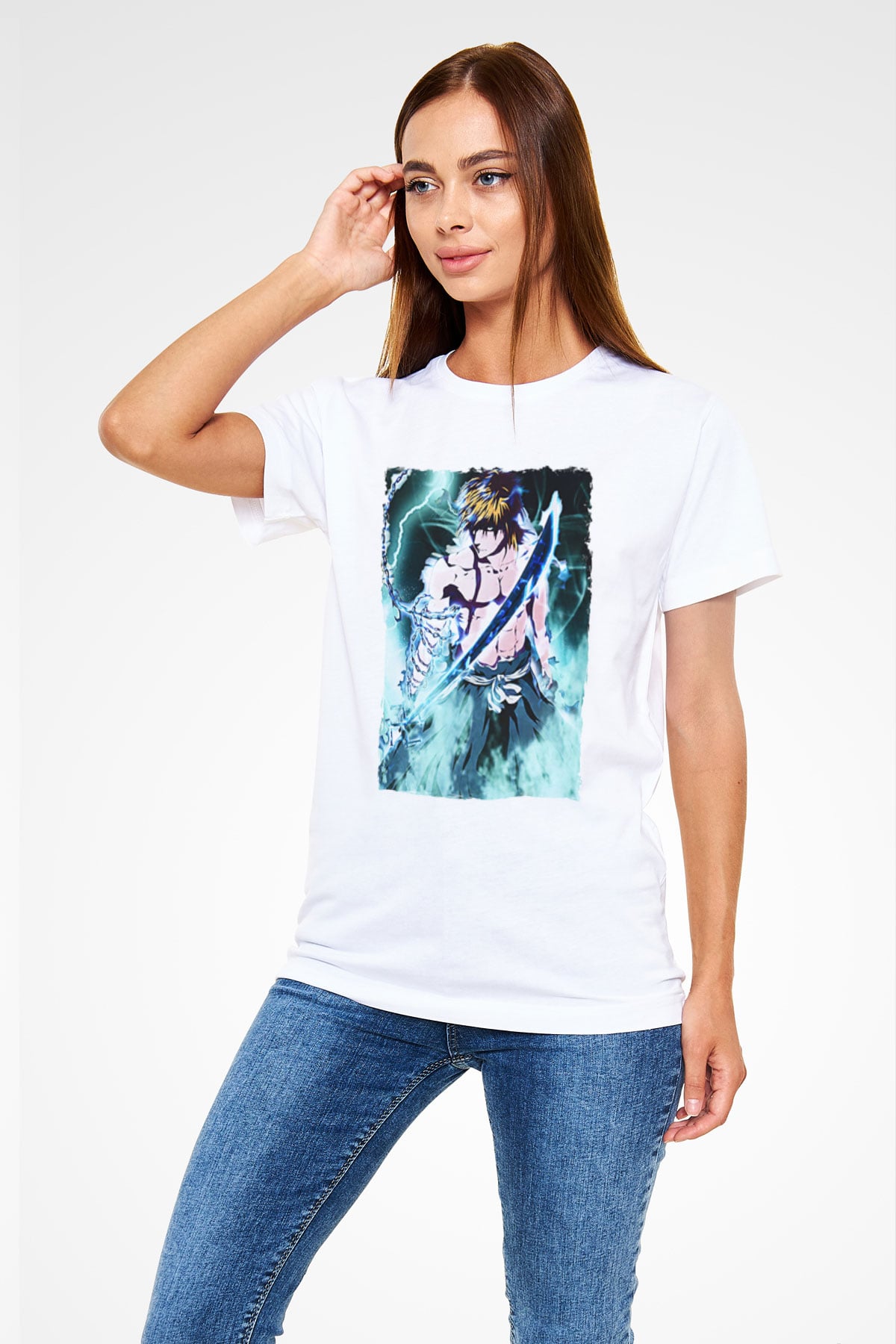 Bleach Unisex Baskılı Beyaz Tişört - Tshirt