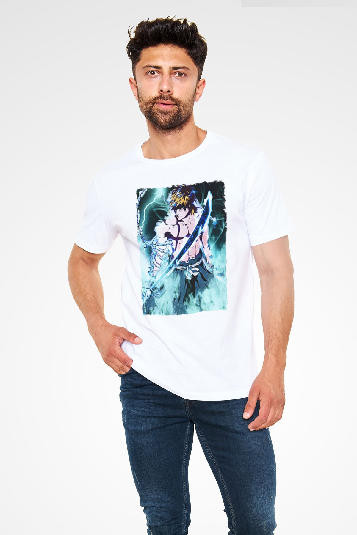 Bleach Unisex Baskılı Beyaz Tişört - Tshirt