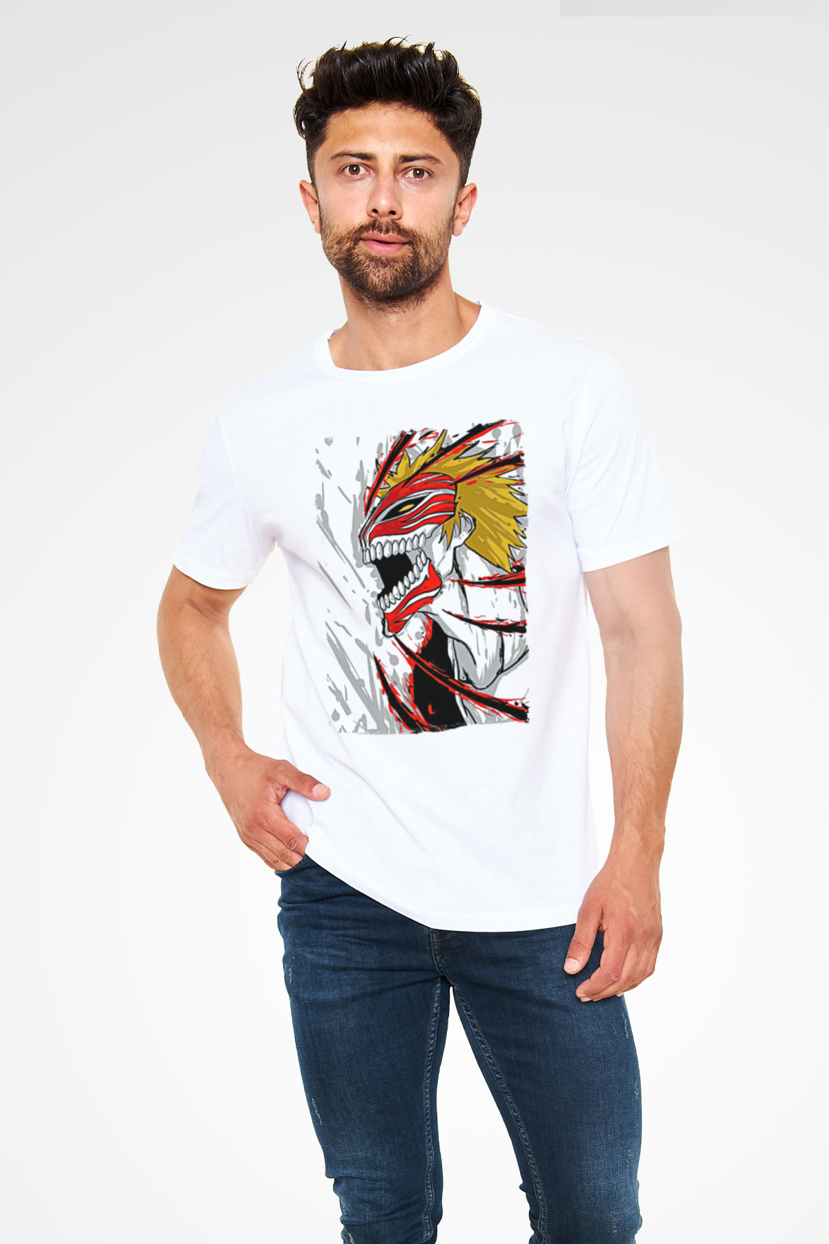 Bleach Unisex Baskılı Beyaz Tişört - Tshirt