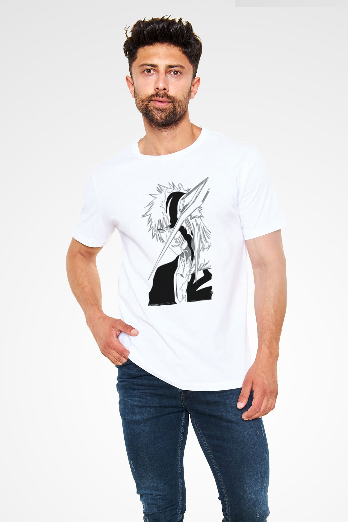 Bleach Unisex Baskılı Beyaz Tişört - Tshirt